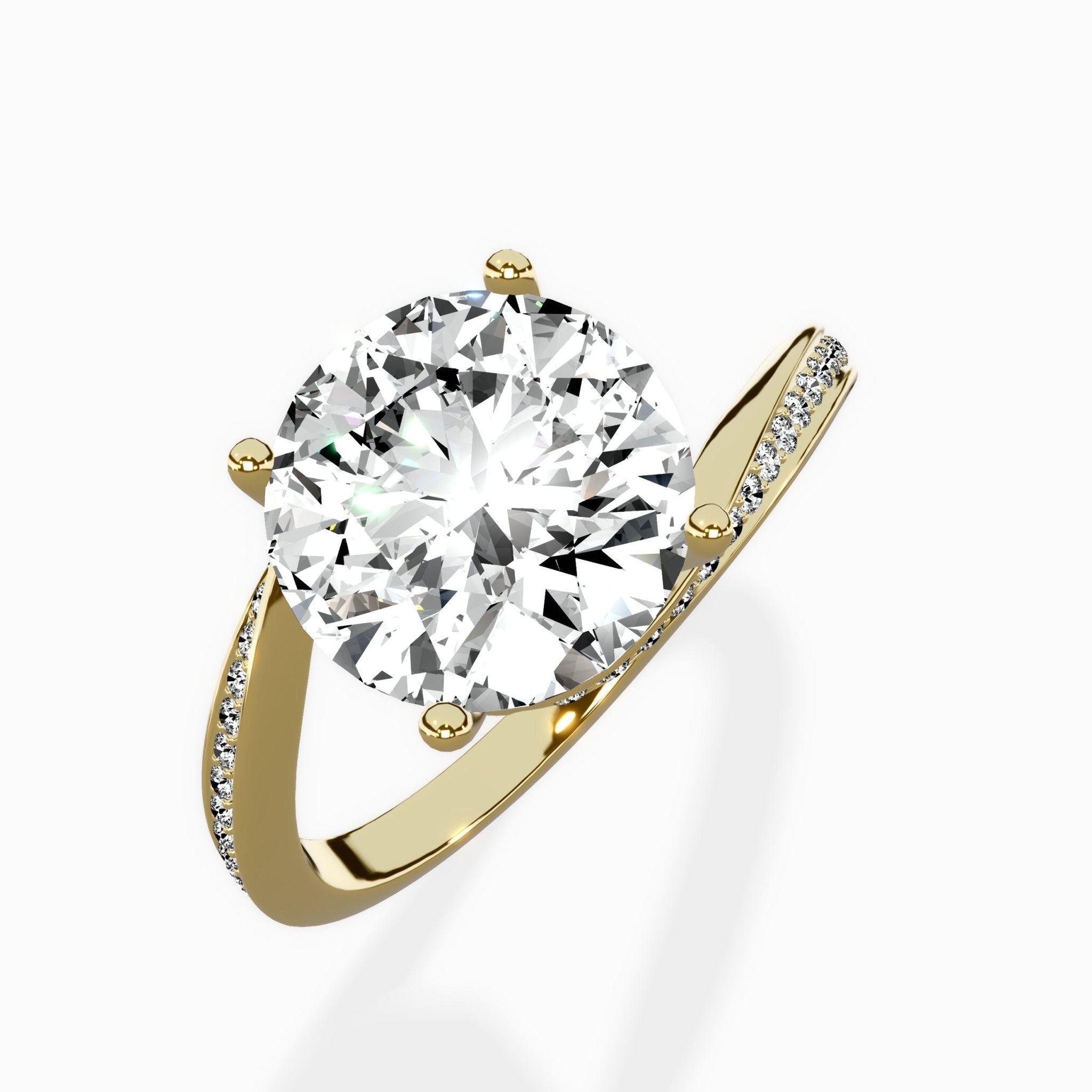Open Swirl Bypass Solitaire Ring Engagement Ring - The Better Diamonds
