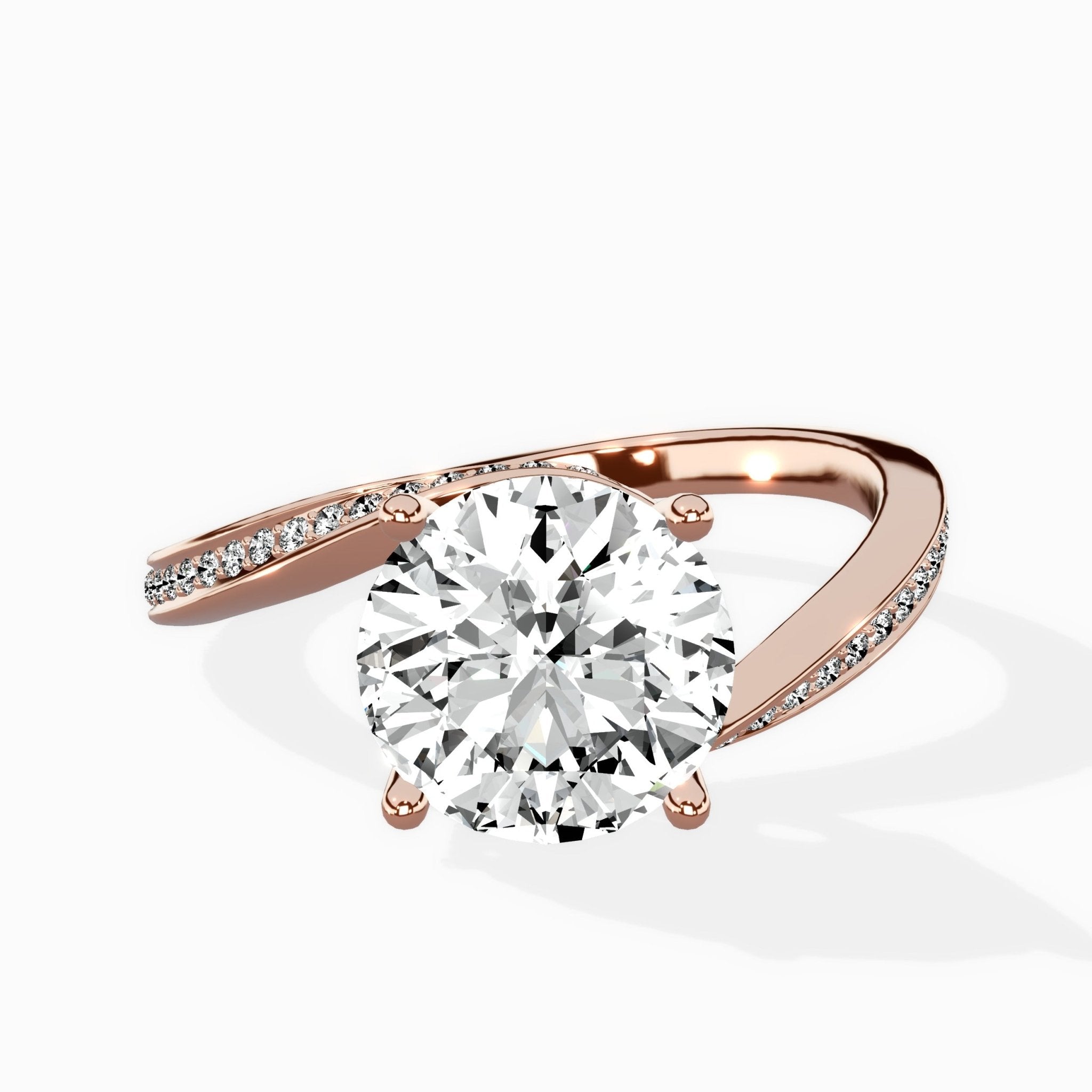Open Swirl Bypass Solitaire Ring Engagement Ring - The Better Diamonds