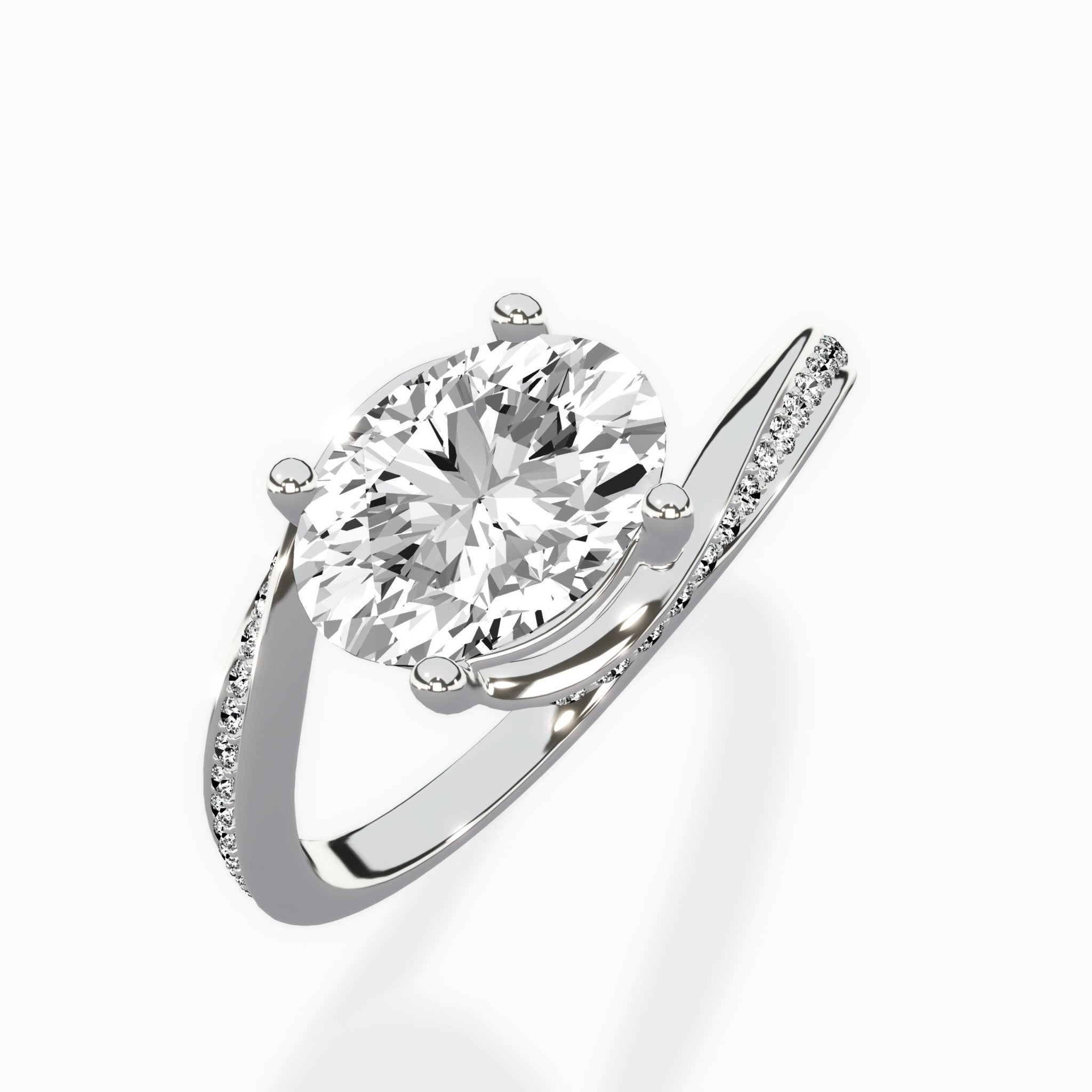 Open Swirl Bypass Solitaire Ring Engagement Ring - The Better Diamonds