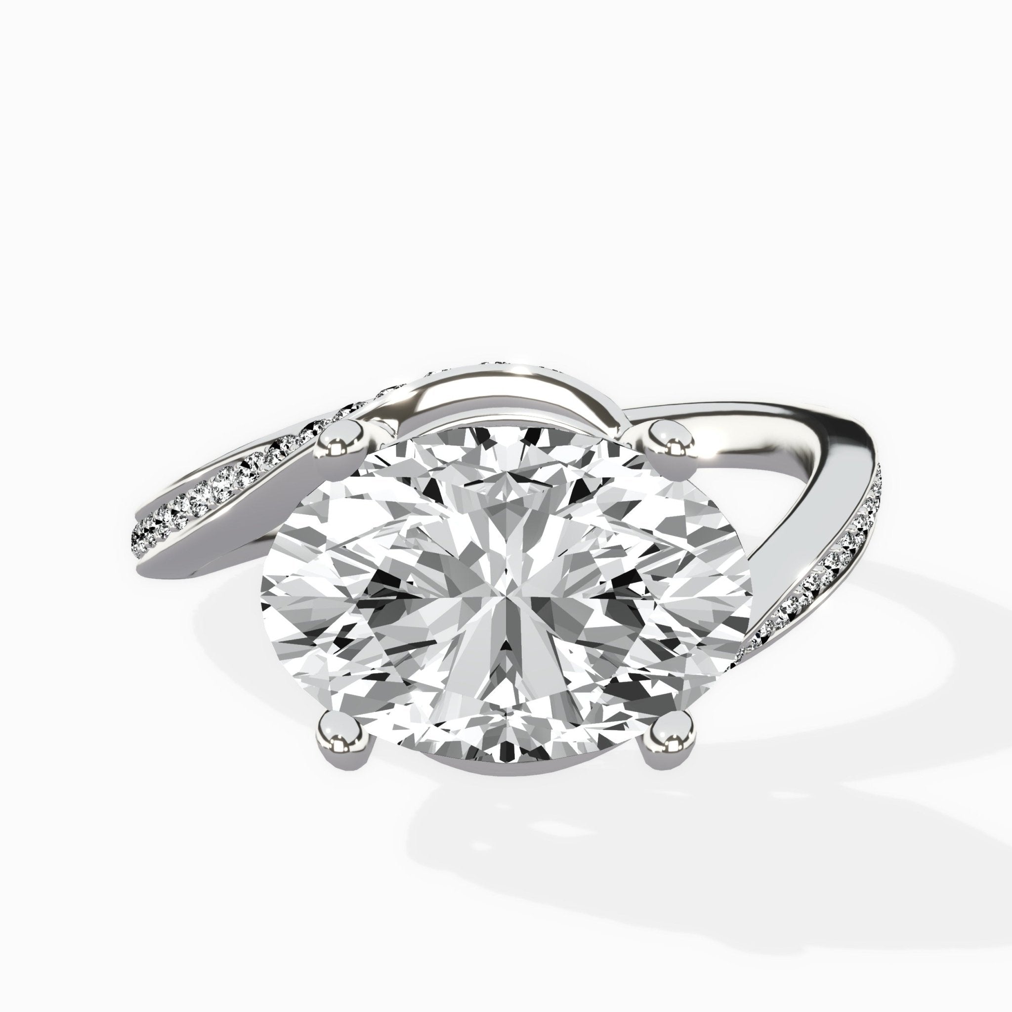 Open Swirl Bypass Solitaire Ring Engagement Ring - The Better Diamonds
