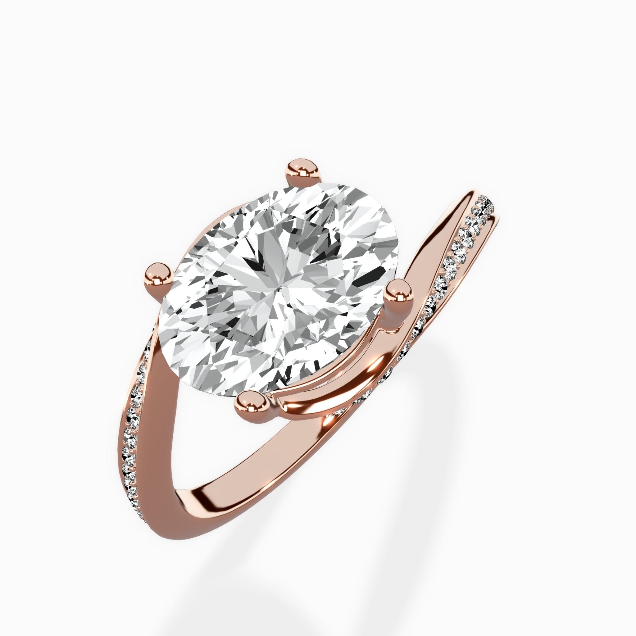 Open Swirl Bypass Solitaire Ring Engagement Ring - The Better Diamonds