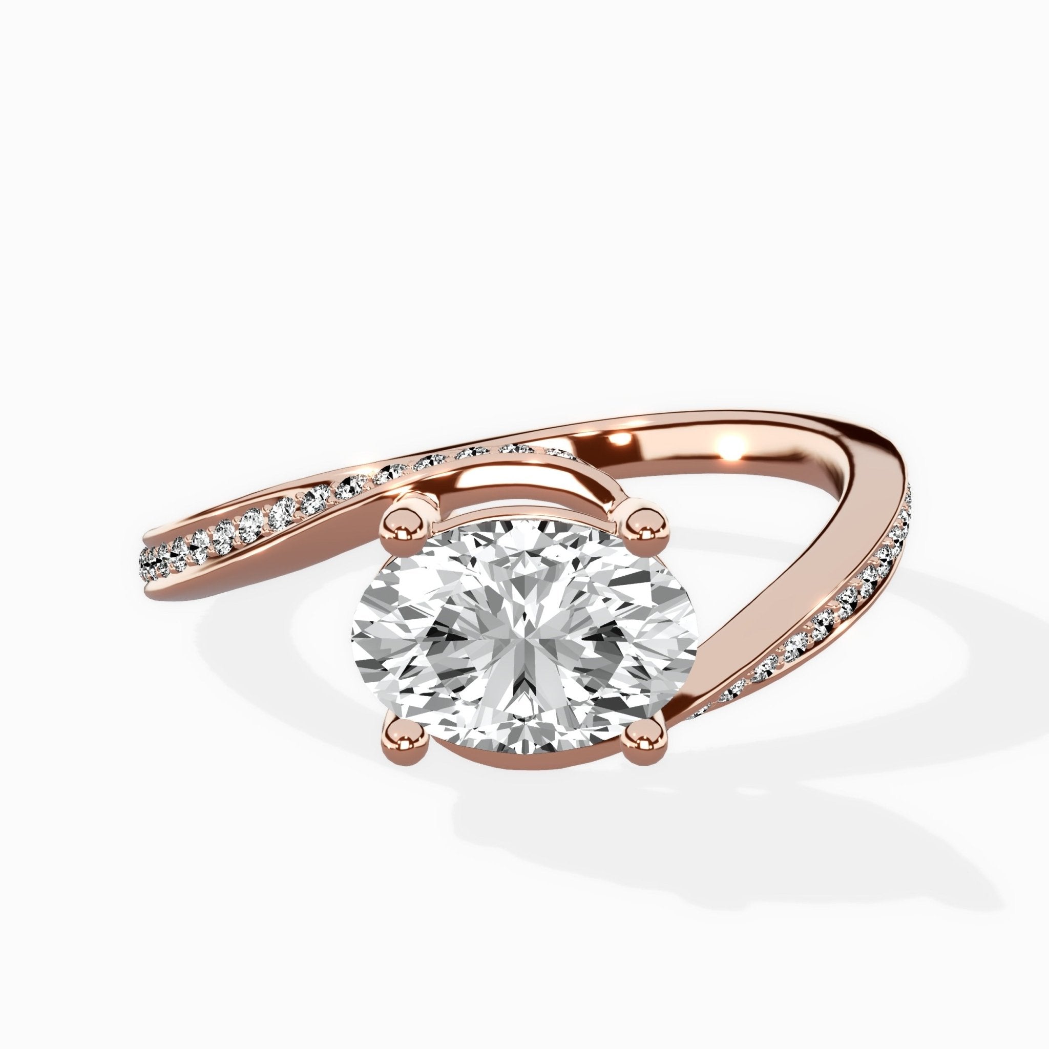 Open Swirl Bypass Solitaire Ring Engagement Ring - The Better Diamonds