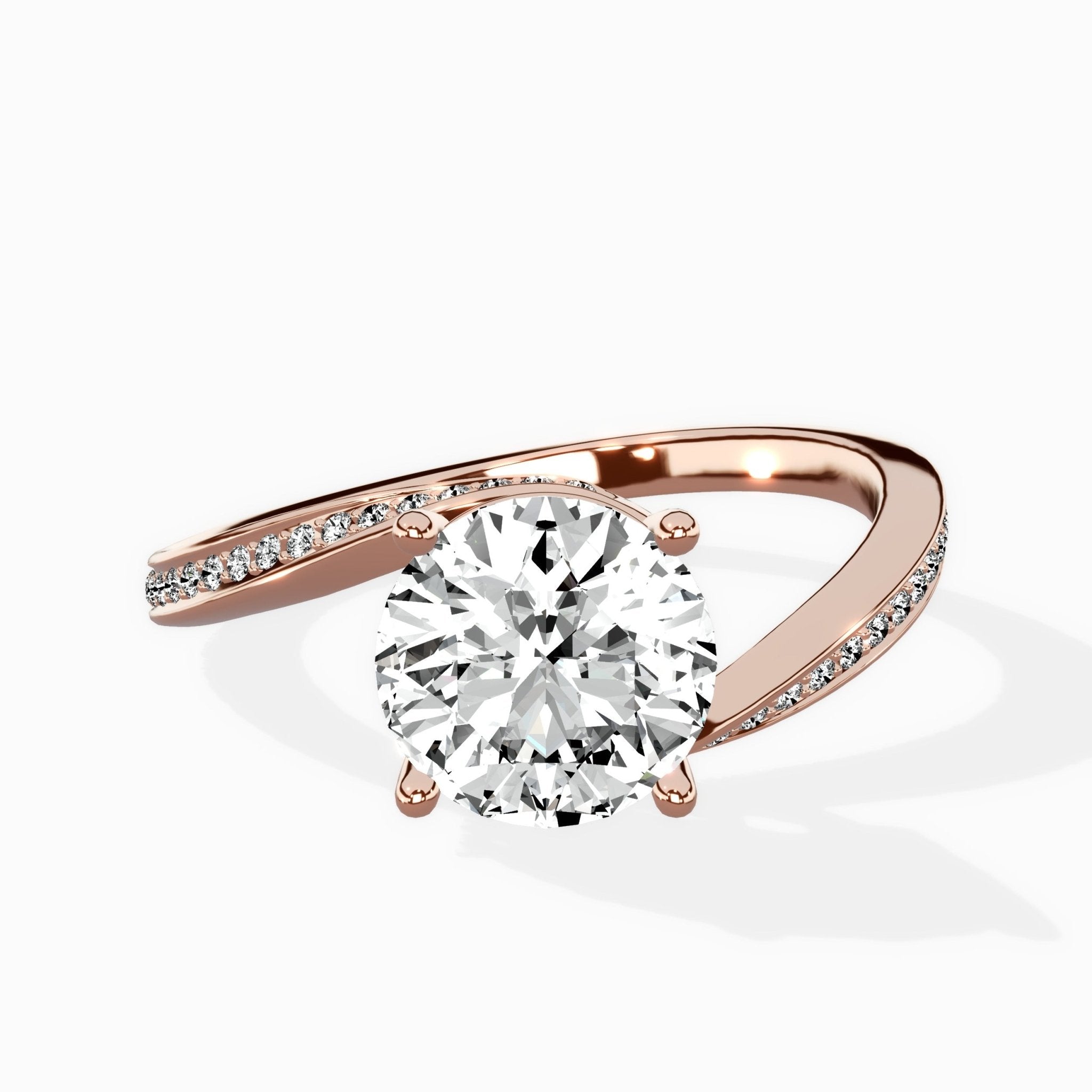 Open Swirl Bypass Solitaire Ring Engagement Ring - The Better Diamonds