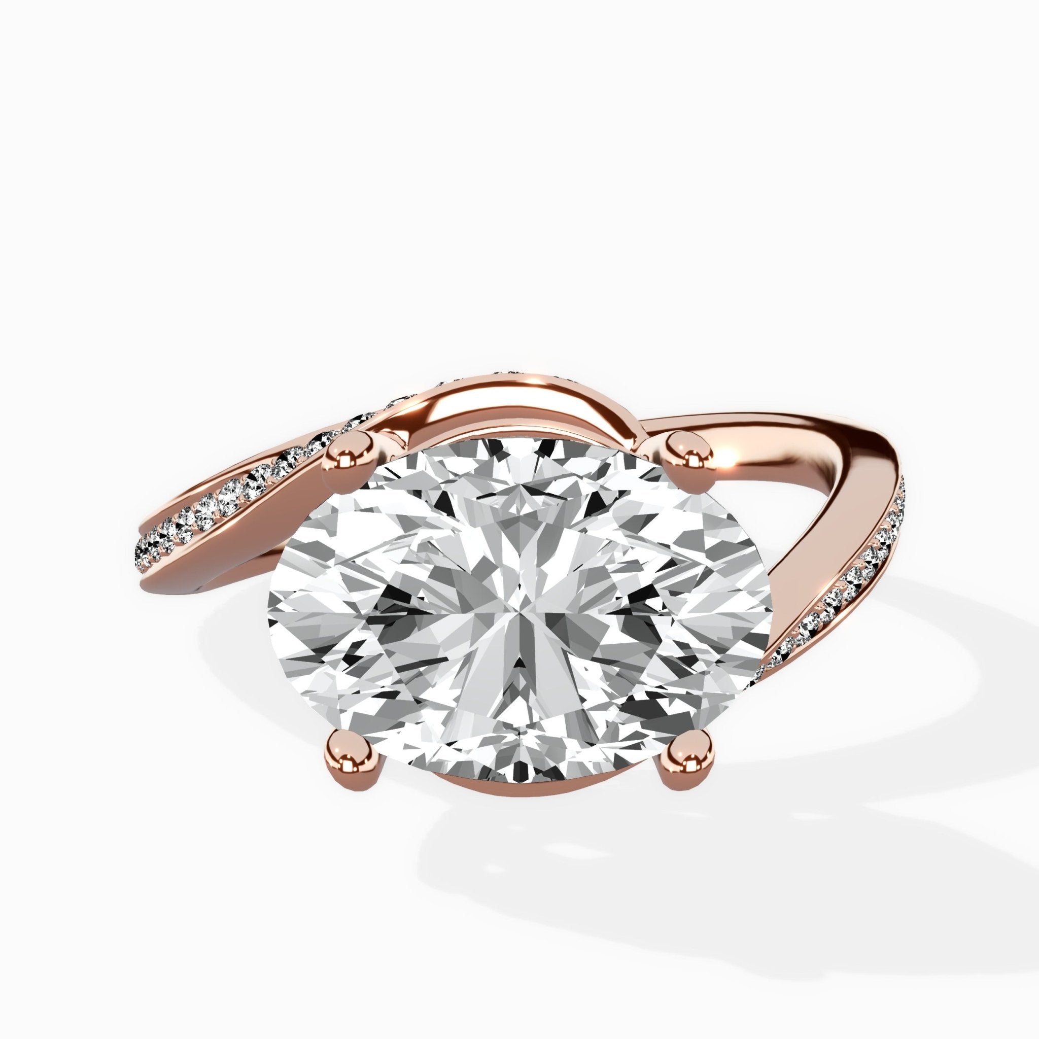 Open Swirl Bypass Solitaire Ring Engagement Ring - The Better Diamonds