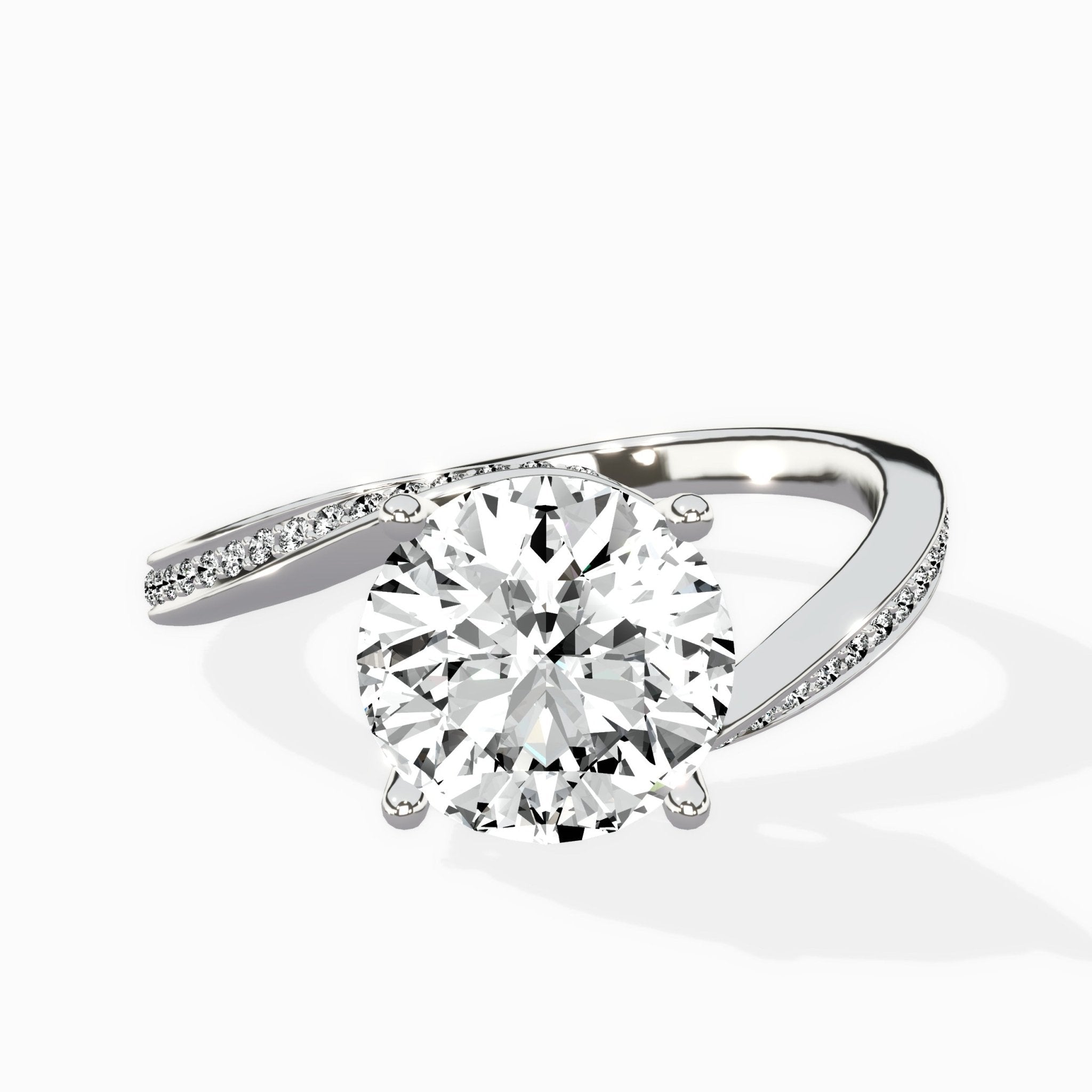 Open Swirl Bypass Solitaire Ring Engagement Ring - The Better Diamonds