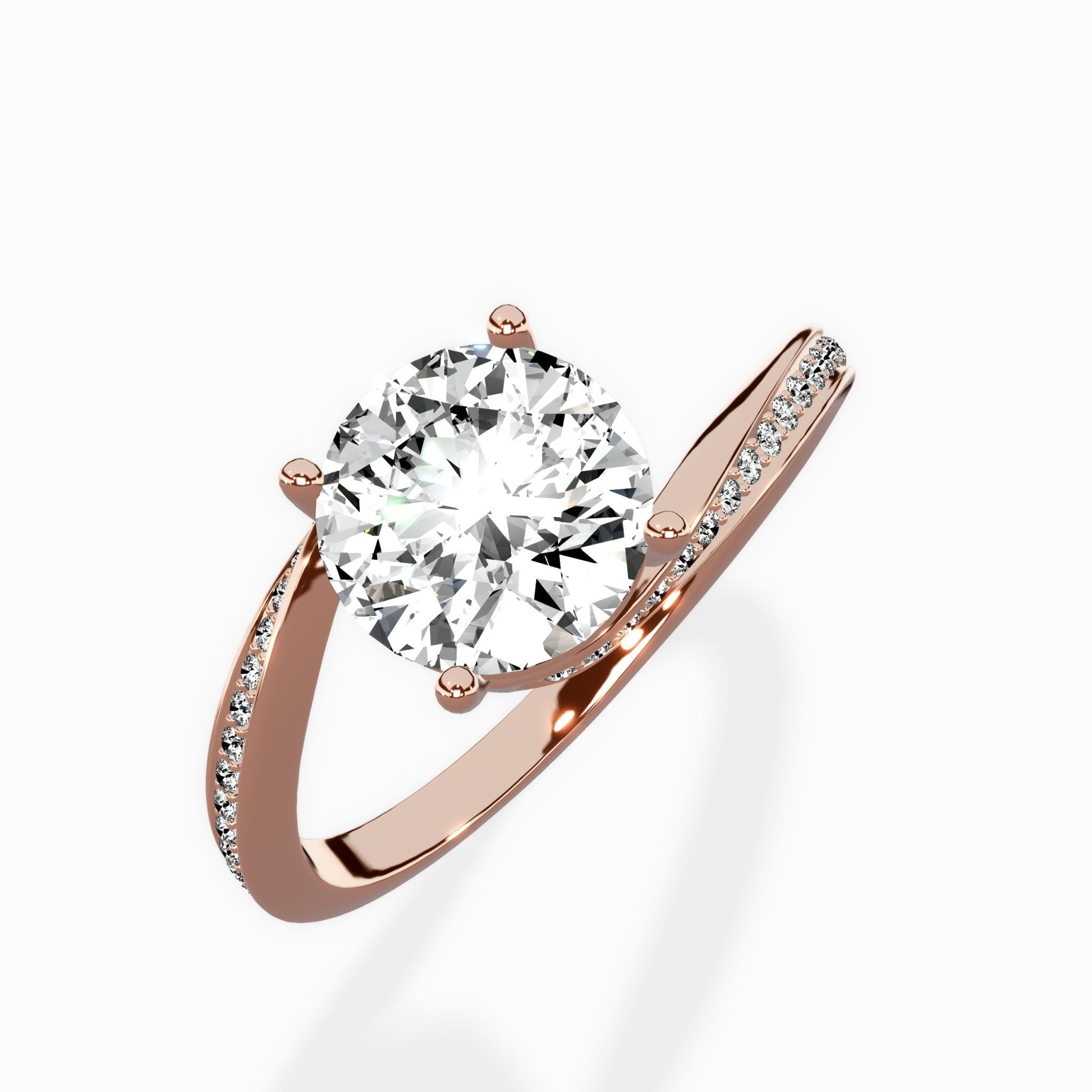 Open Swirl Bypass Solitaire Ring Engagement Ring - The Better Diamonds