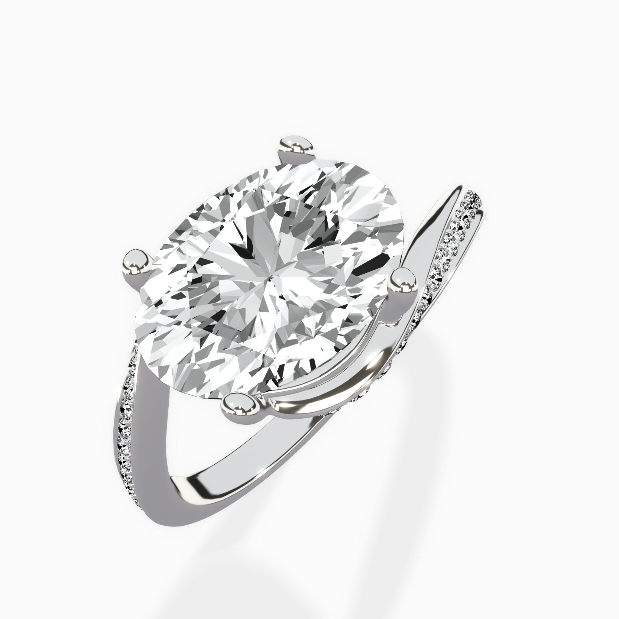 Open Swirl Bypass Solitaire Ring Engagement Ring - The Better Diamonds