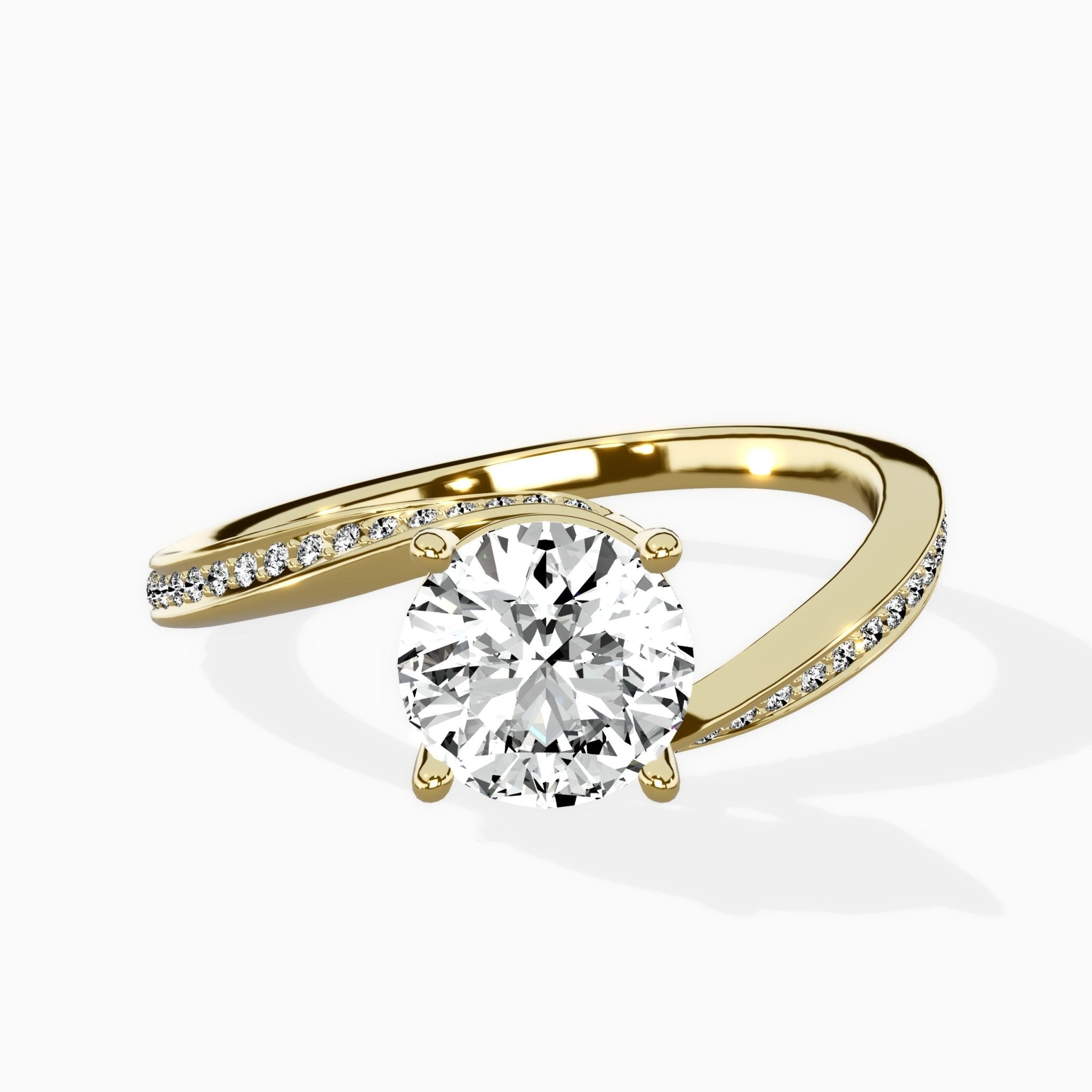 Open Swirl Bypass Solitaire Ring Engagement Ring - The Better Diamonds