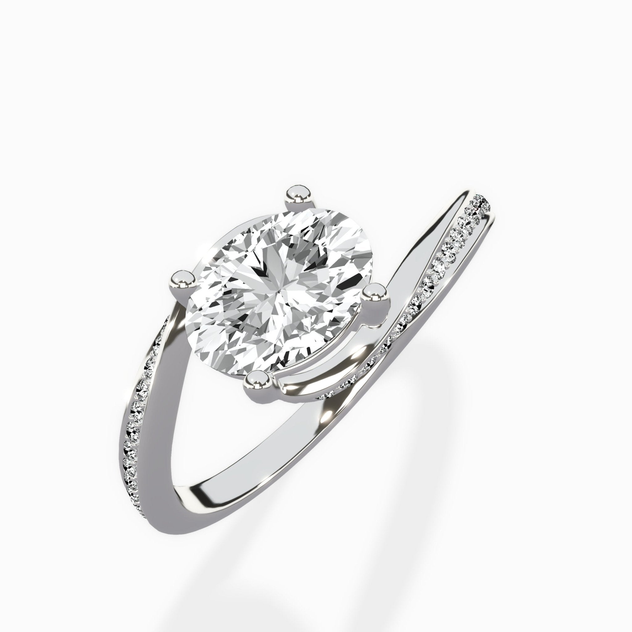 Open Swirl Bypass Solitaire Ring Engagement Ring - The Better Diamonds