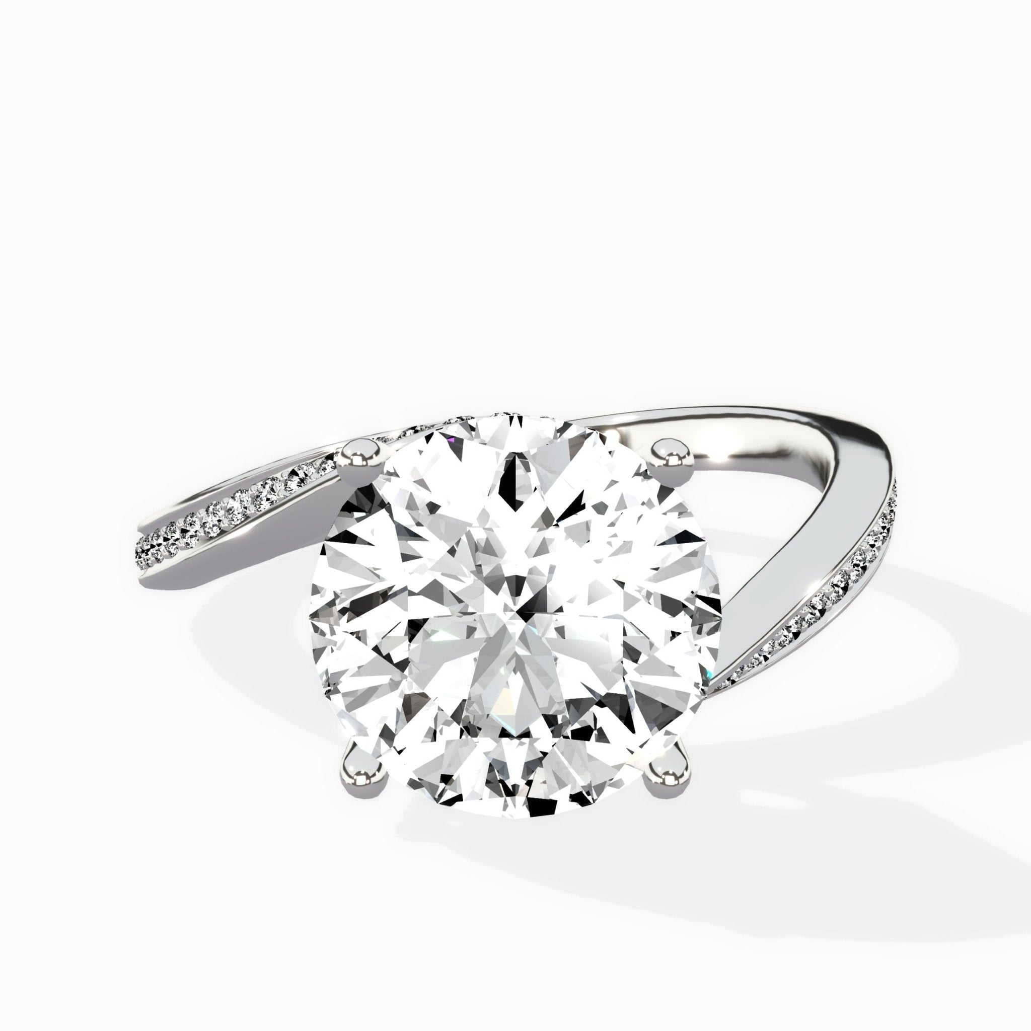 Open Swirl Bypass Solitaire Ring Engagement Ring - The Better Diamonds
