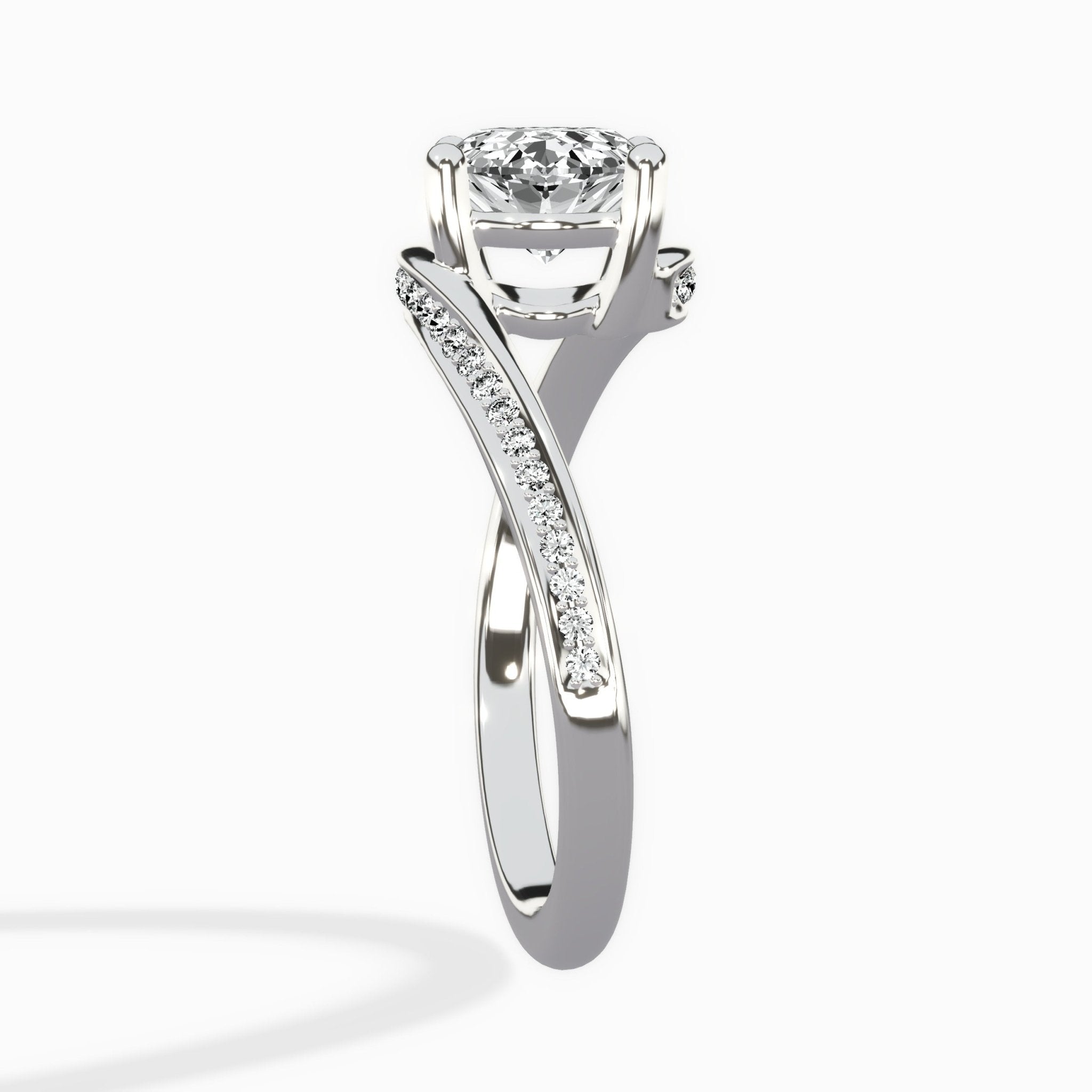 Open Swirl Bypass Solitaire Ring Engagement Ring - The Better Diamonds