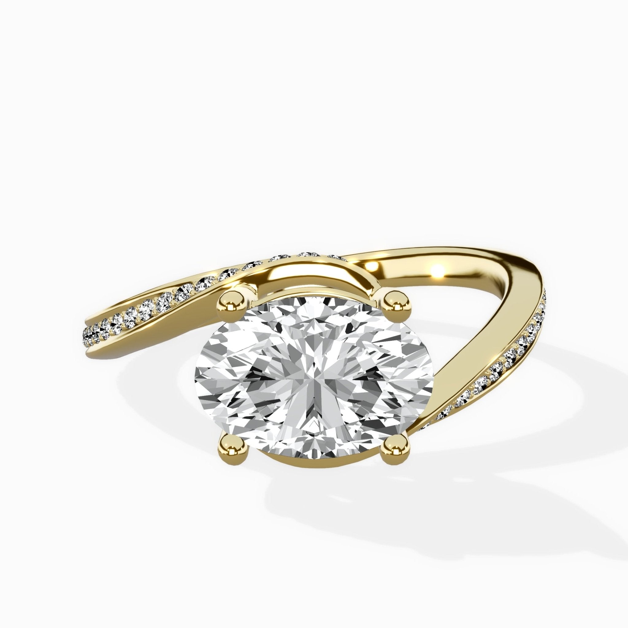 Open Swirl Bypass Solitaire Ring Engagement Ring - The Better Diamonds