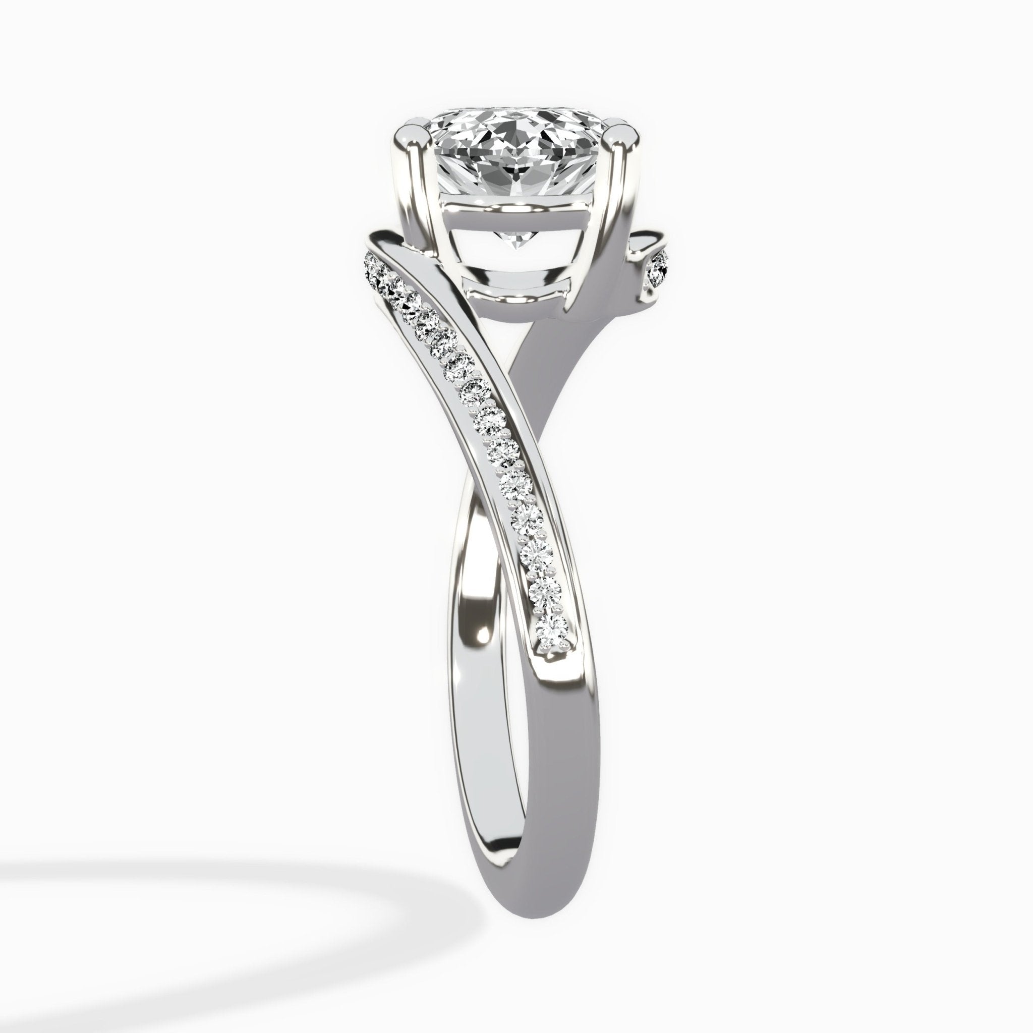 Open Swirl Bypass Solitaire Ring Engagement Ring - The Better Diamonds