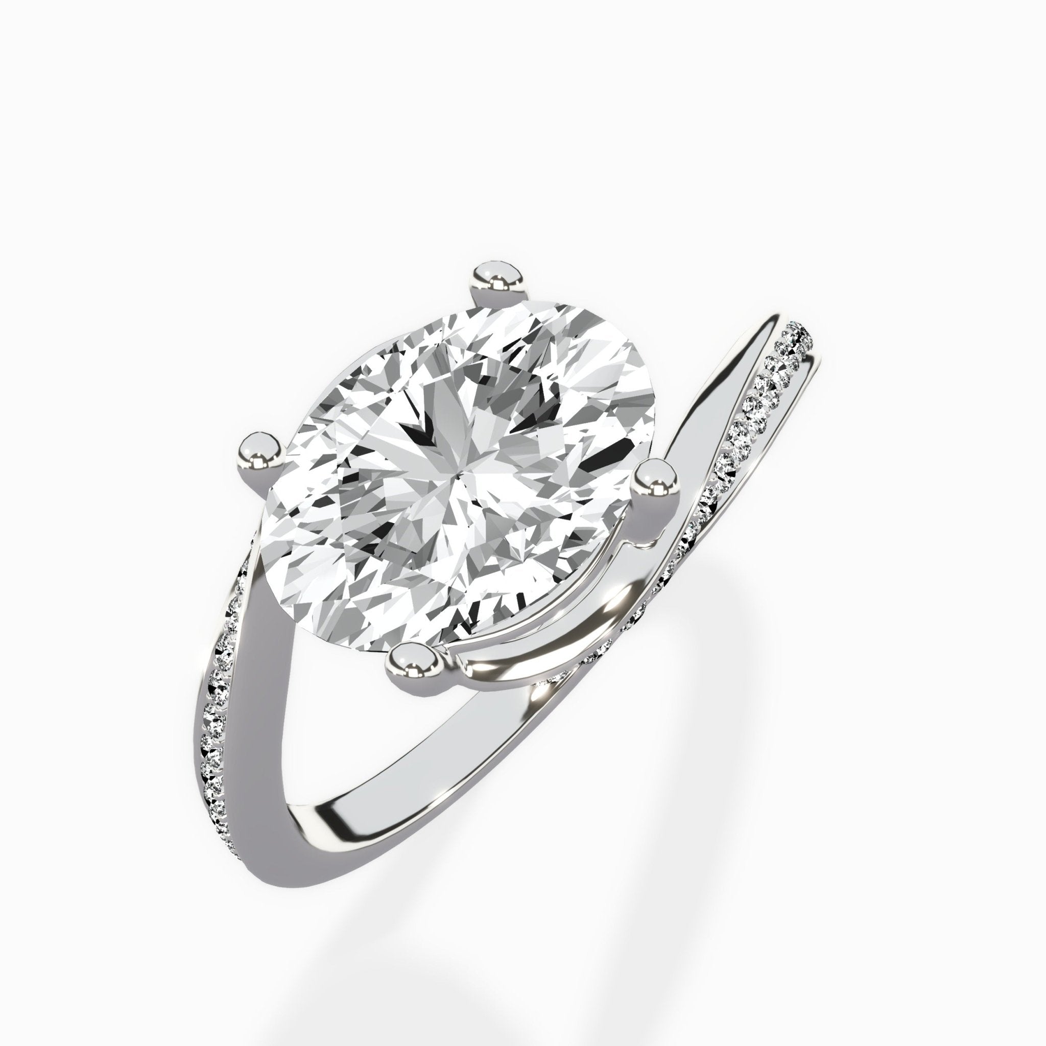 Open Swirl Bypass Solitaire Ring Engagement Ring - The Better Diamonds