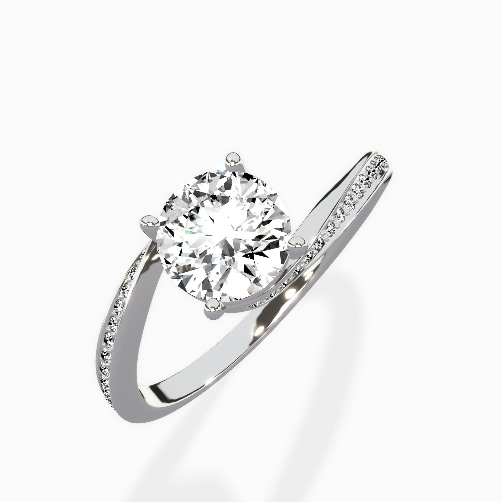Open Swirl Bypass Solitaire Ring Engagement Ring - The Better Diamonds