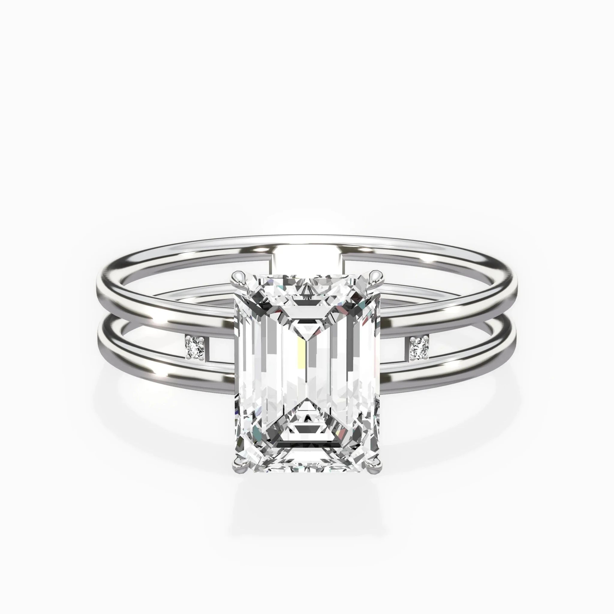 Parallels 1.53 ct Emerald Engagement Ring in White Gold - The Better Diamonds