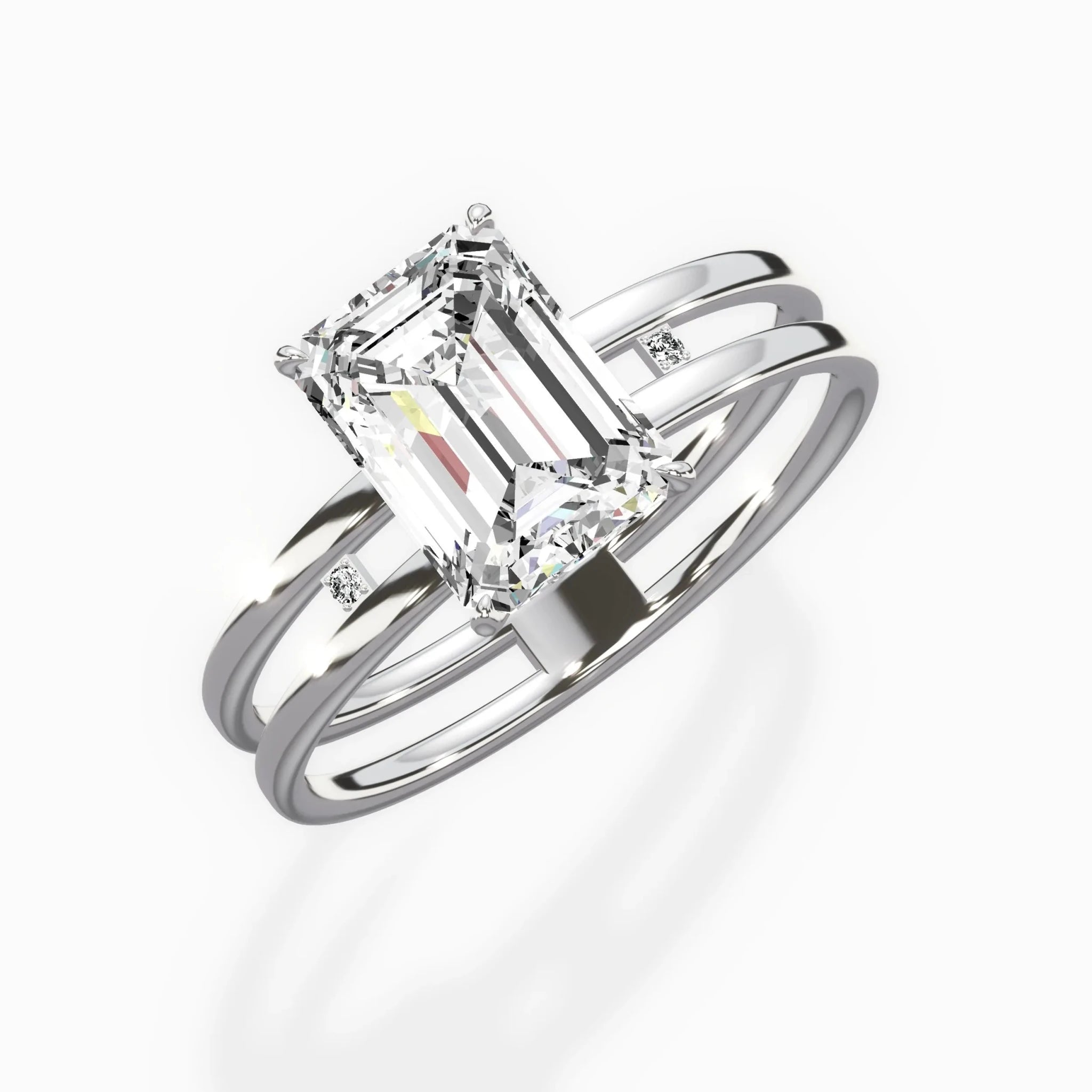 Parallels 1.53 ct Emerald Engagement Ring in White Gold - The Better Diamonds