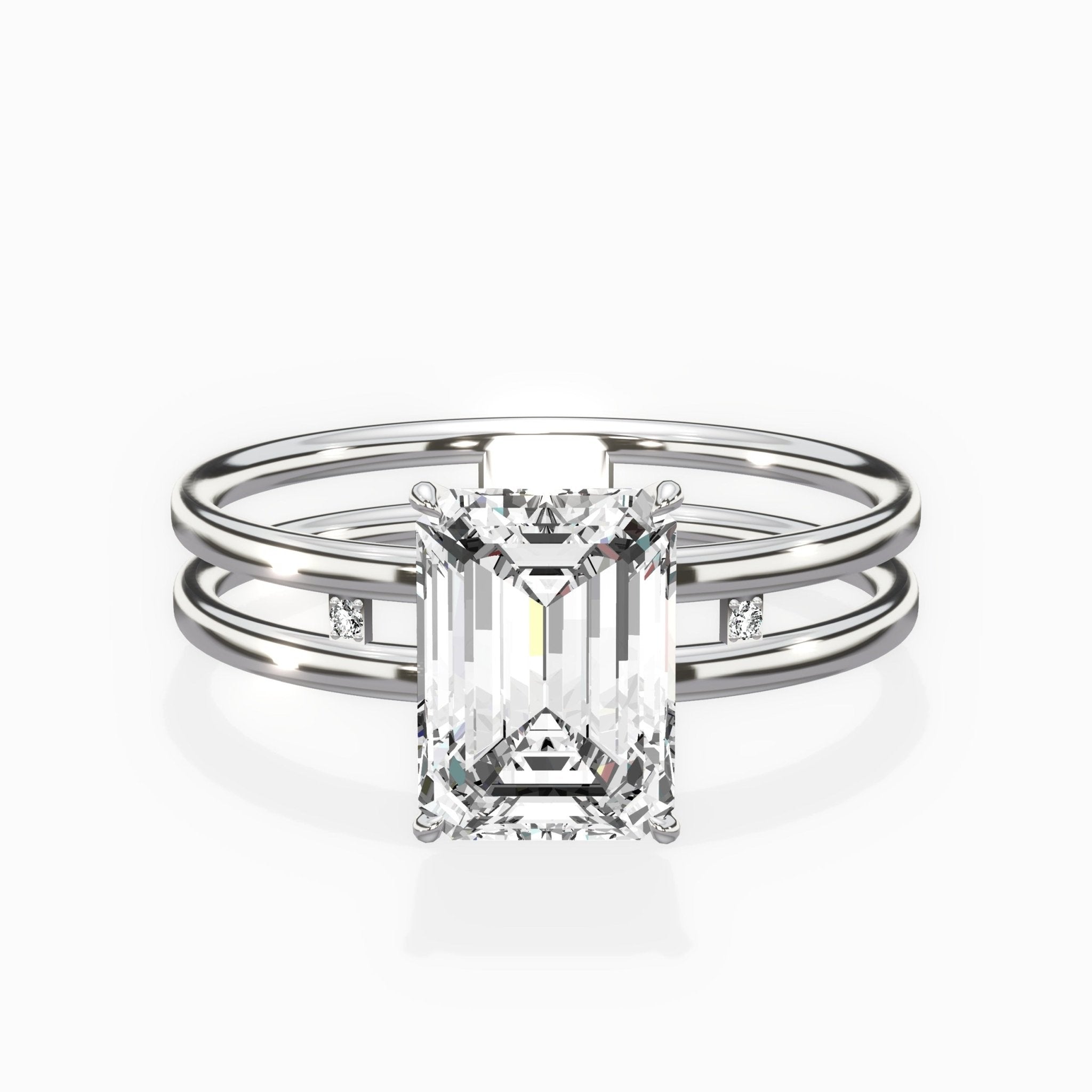 Parallels 1.53 ct Emerald Lab Grown Diamond Engagement Ring in 14K White Gold - The Better Diamonds