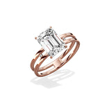 Parallels 2.05 ct Emerald Engagement Ring in Rose Gold - The Better Diamonds