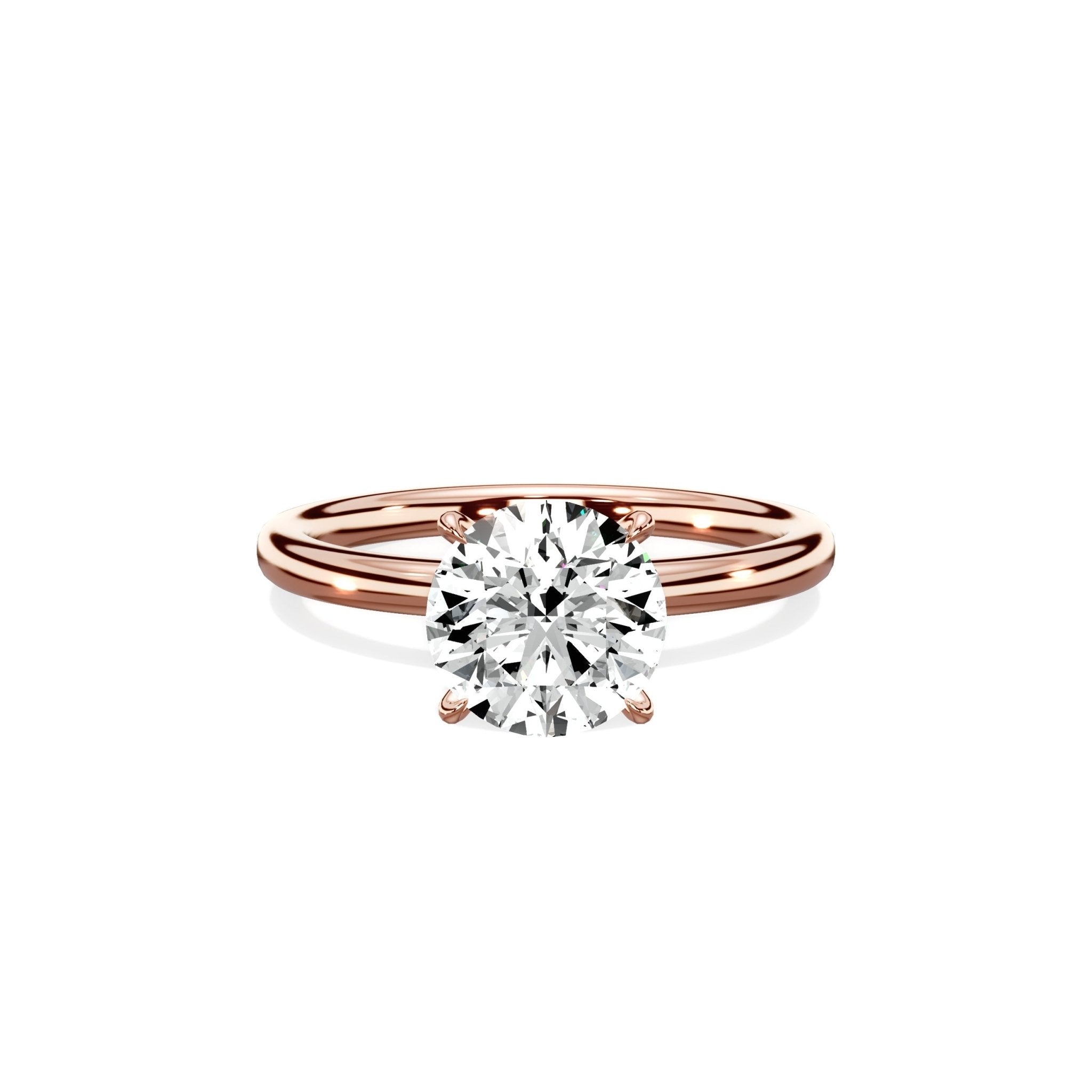 Paris Solitaire 1.83 ct Round Engagement Ring in Rose Gold - The Better Diamonds