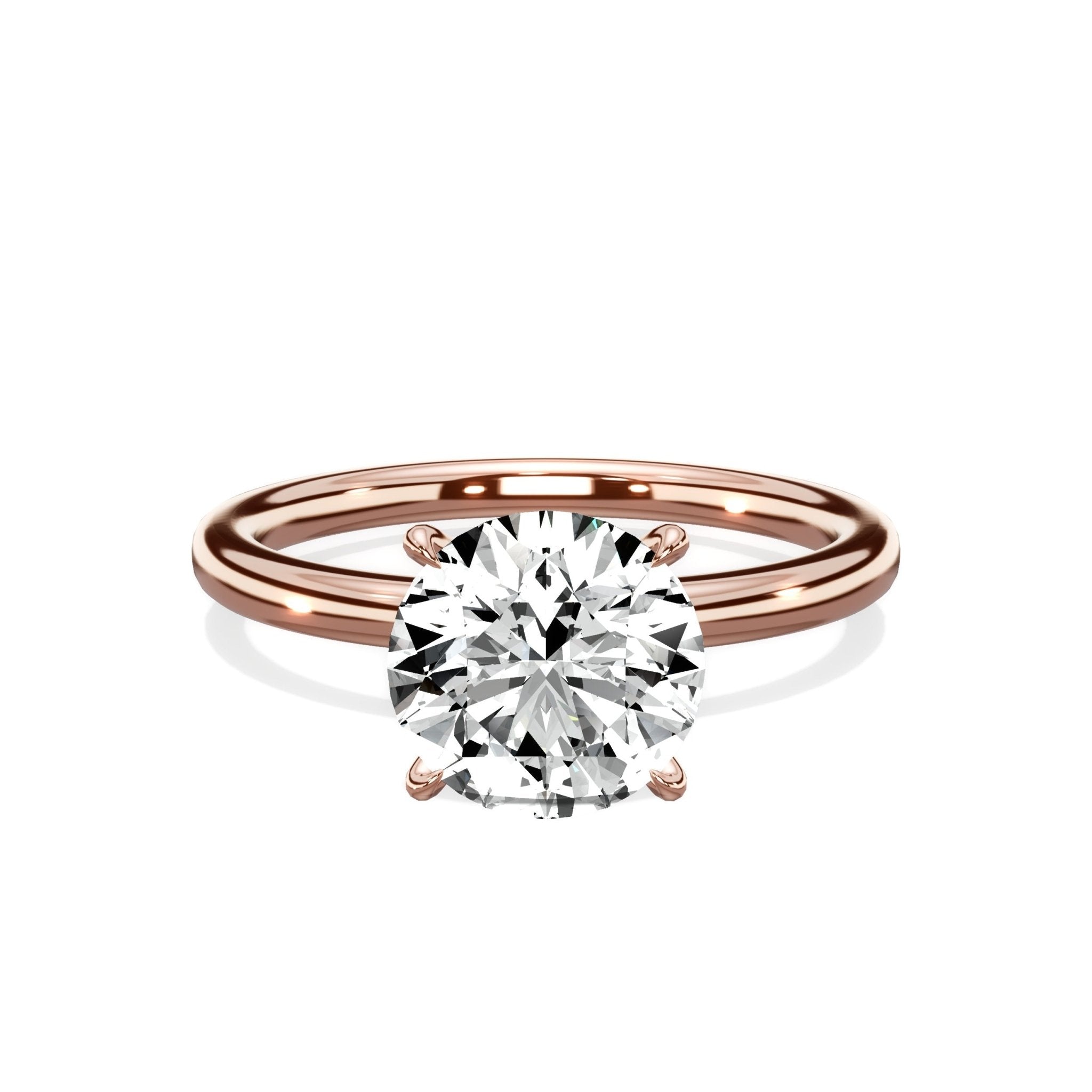 Paris Solitaire 1.83 ct Round Engagement Ring in Rose Gold - The Better Diamonds