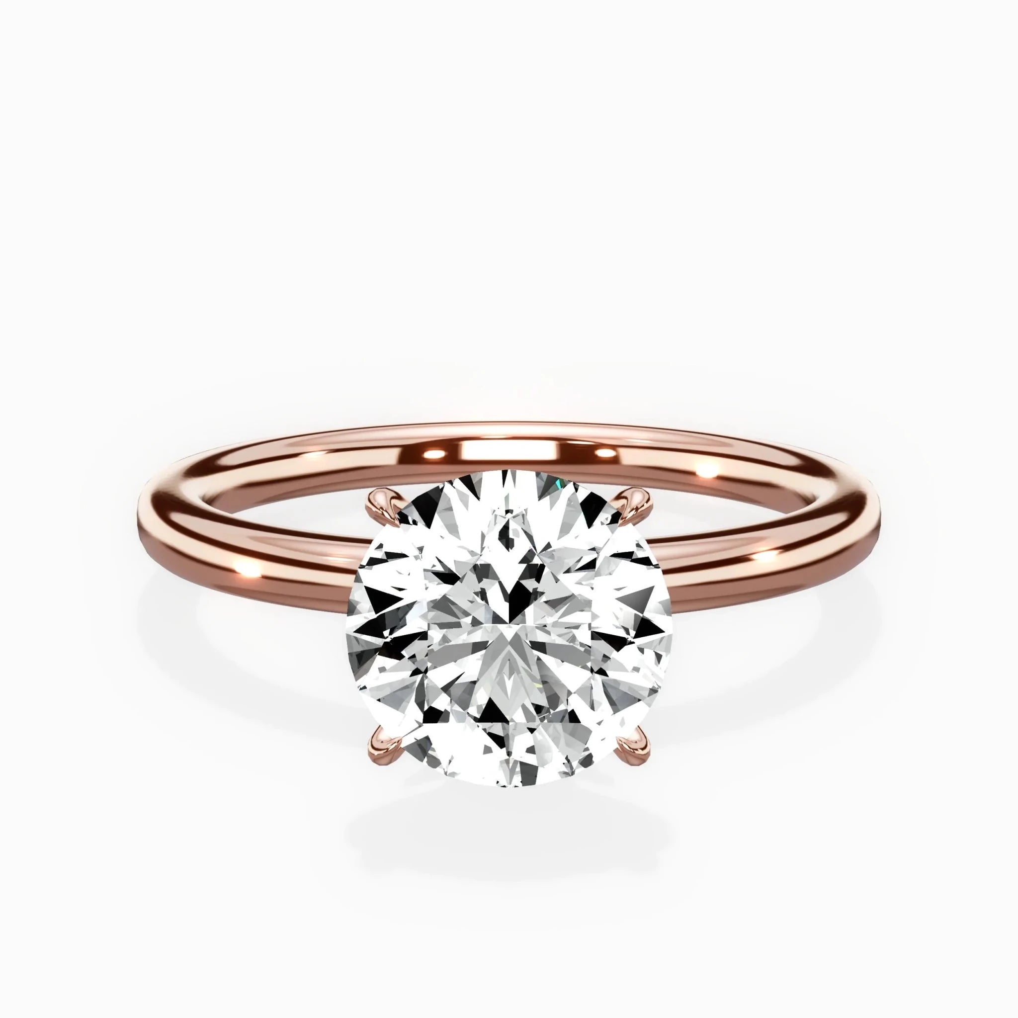Paris Solitaire 1.83 ct Round Engagement Ring in Rose Gold - The Better Diamonds