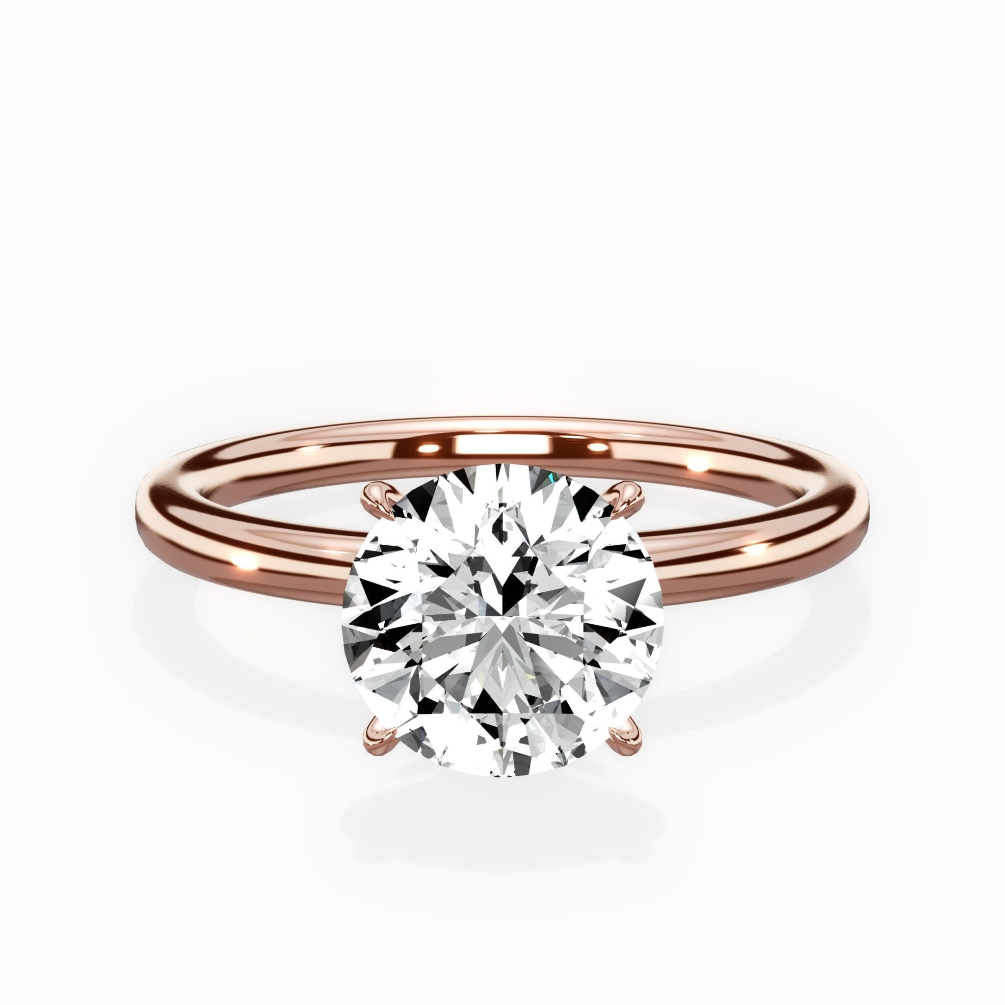 Paris Solitaire 1.83 ct Round Lab Grown Diamond Engagement Ring in 14K Rose Gold - The Better Diamonds