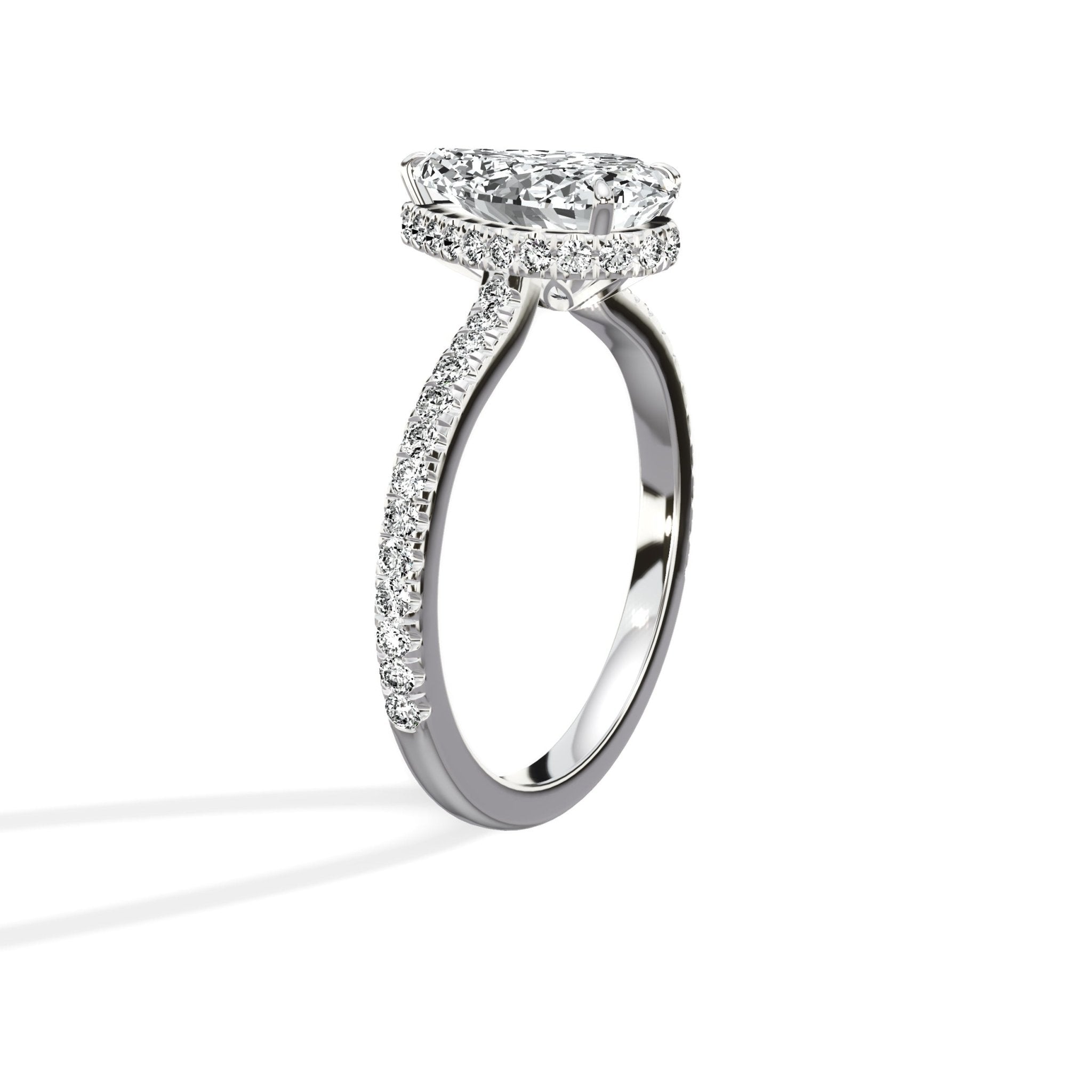 Pave Hidden Halo 1.74 ct Pear Engagement Ring in White Gold - The Better Diamonds