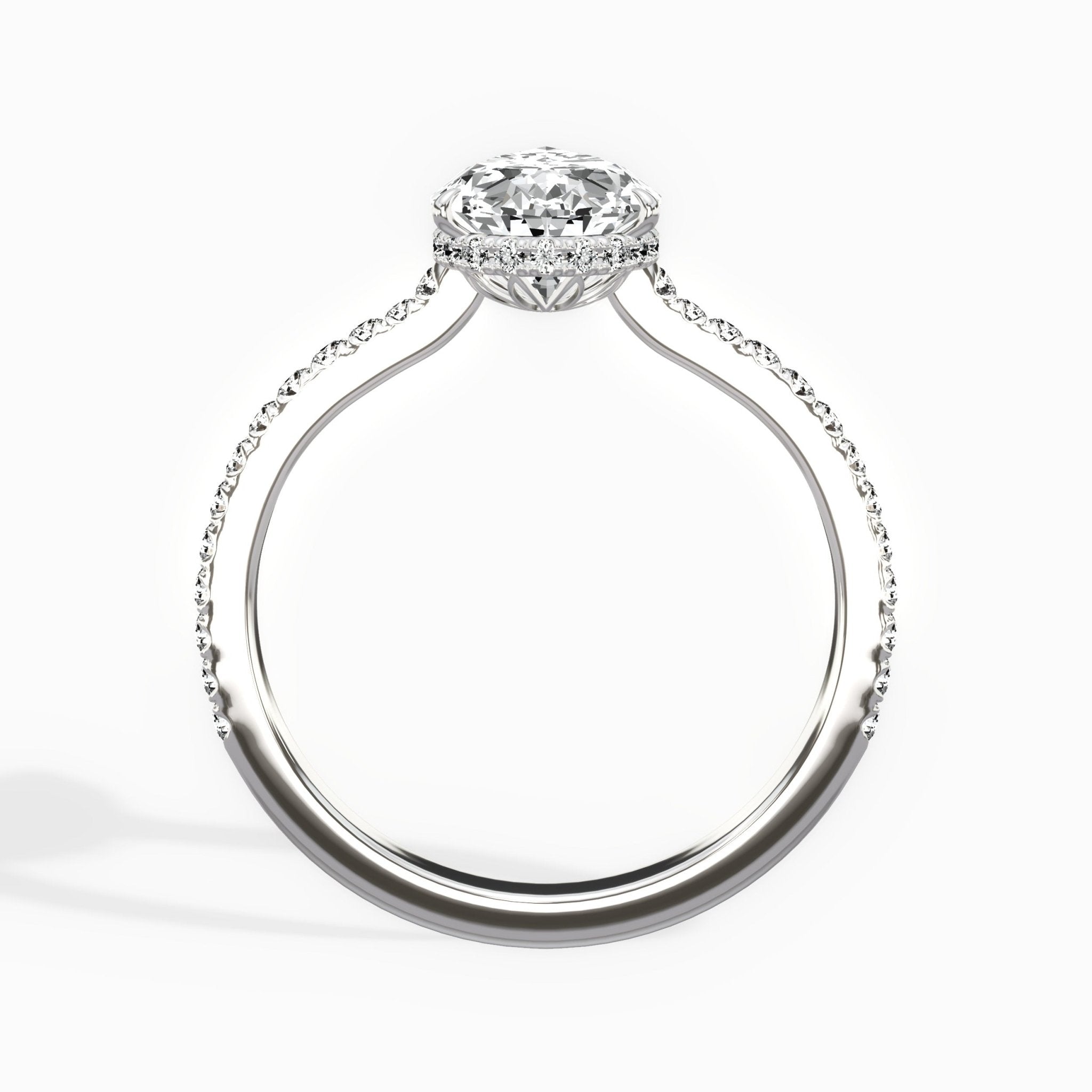 Pave Hidden Halo 1.74 ct Pear Engagement Ring in White Gold - The Better Diamonds