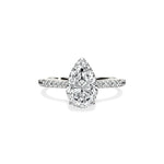 Pave Hidden Halo 1.74 ct Pear Engagement Ring in White Gold - The Better Diamonds