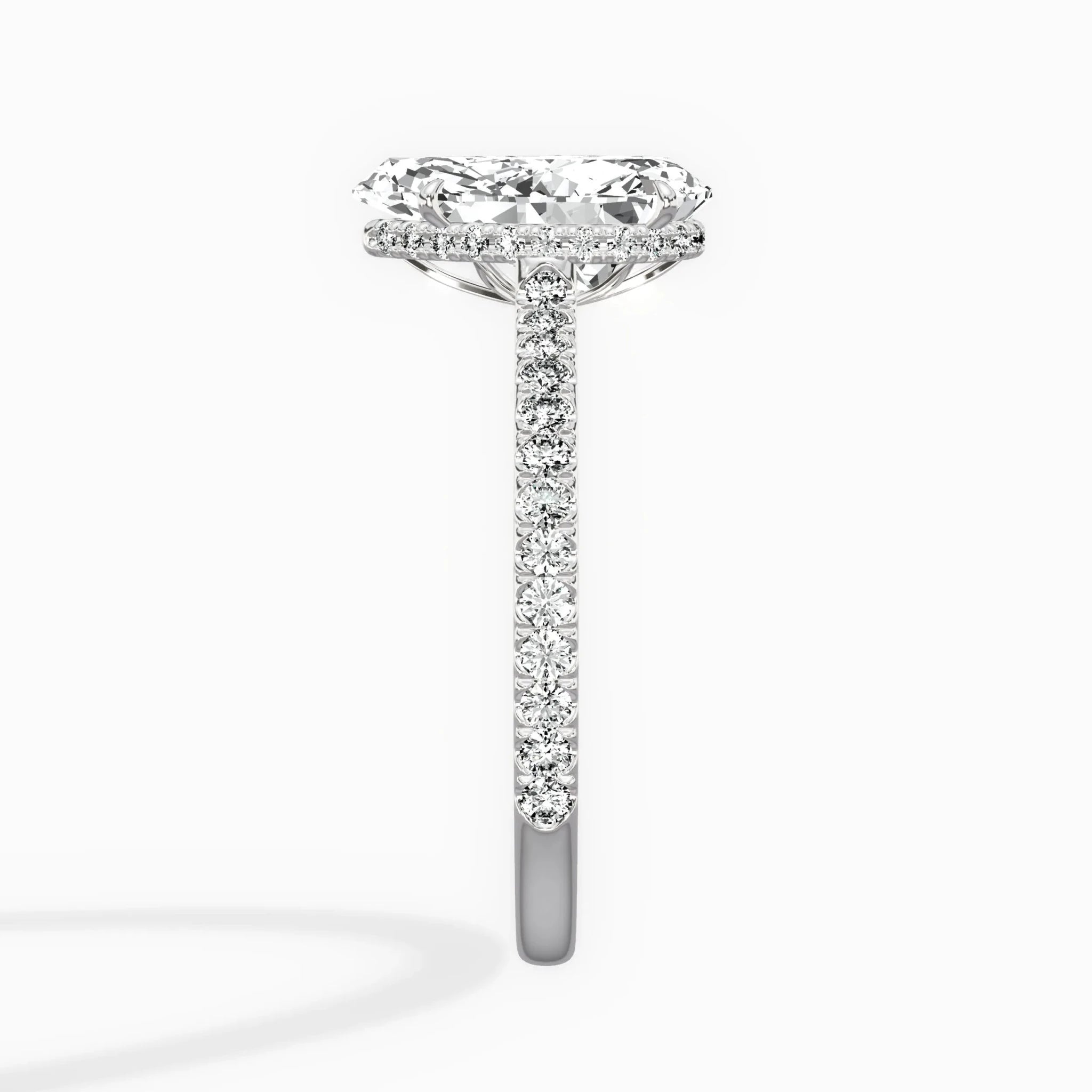 Pave Hidden Halo 1.74 ct Pear Engagement Ring in White Gold - The Better Diamonds