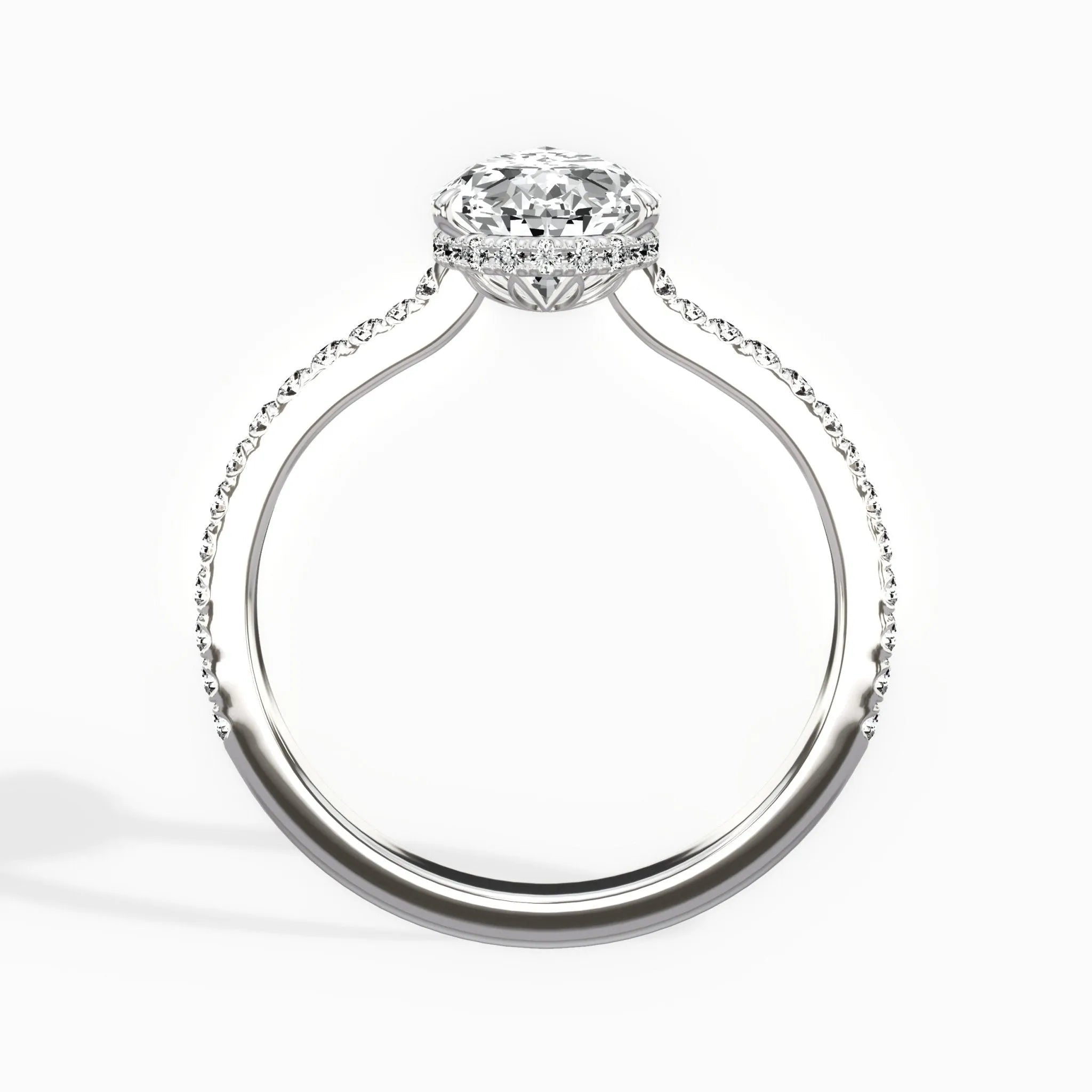 Pave Hidden Halo 1.74 ct Pear Engagement Ring in White Gold - The Better Diamonds
