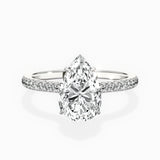 Pave Hidden Halo 1.74 ct Pear Engagement Ring in White Gold - The Better Diamonds