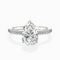 Pave Hidden Halo 1.74 ct Pear Engagement Ring in White Gold - The Better Diamonds