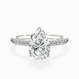 Pave Hidden Halo 1.74 ct Pear Lab Grown Diamond Engagement Ring in 14K White Gold - The Better Diamonds