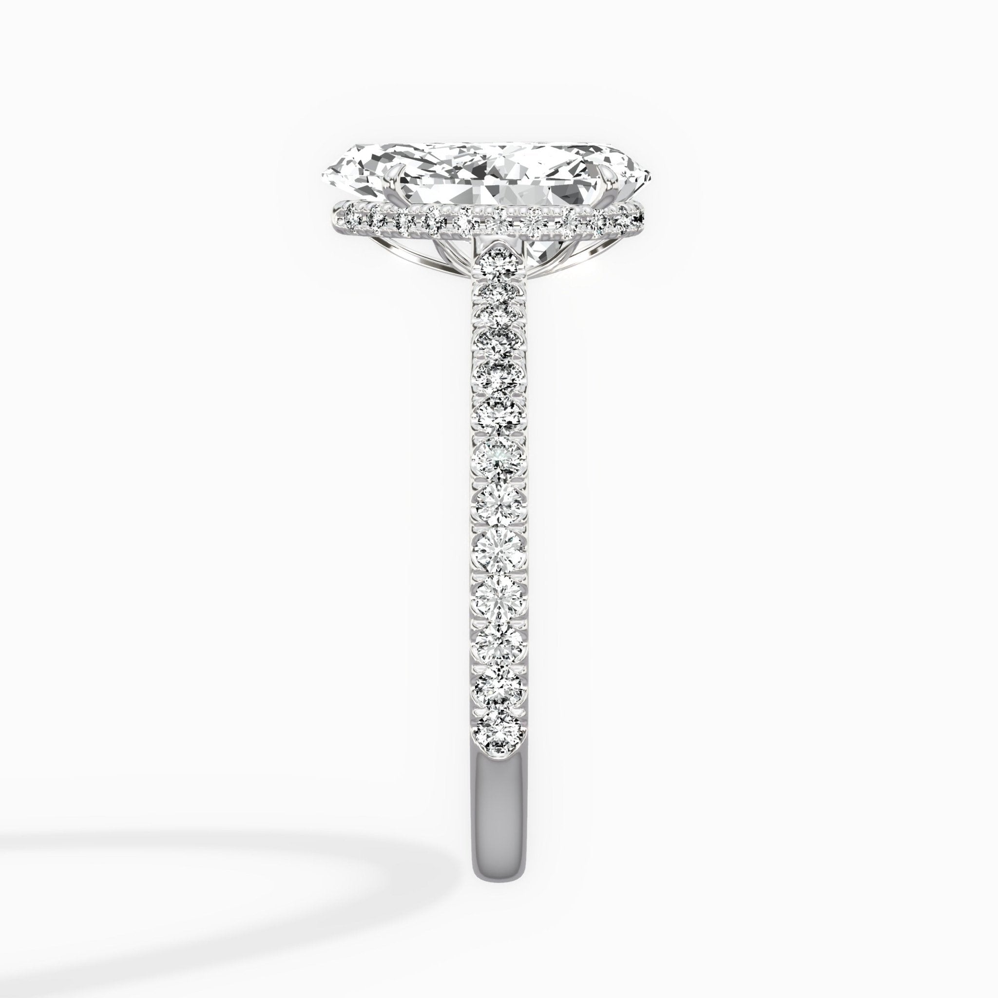 Pave Hidden Halo 1.74 ct Pear Lab Grown Diamond Engagement Ring in 14K White Gold - The Better Diamonds
