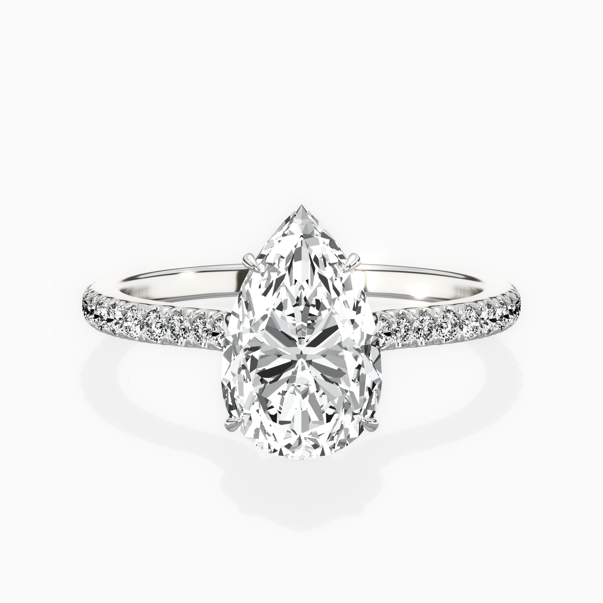 Pave Hidden Halo 1.74 ct Pear Lab Grown Diamond Engagement Ring in 14K White Gold - The Better Diamonds