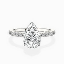 Pave Hidden Halo 1.74 ct Pear Lab Grown Diamond Engagement Ring in 14K White Gold - The Better Diamonds