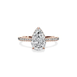 Pave Hidden Halo 2.11 ct Pear Engagement Ring in Rose Gold - The Better Diamonds