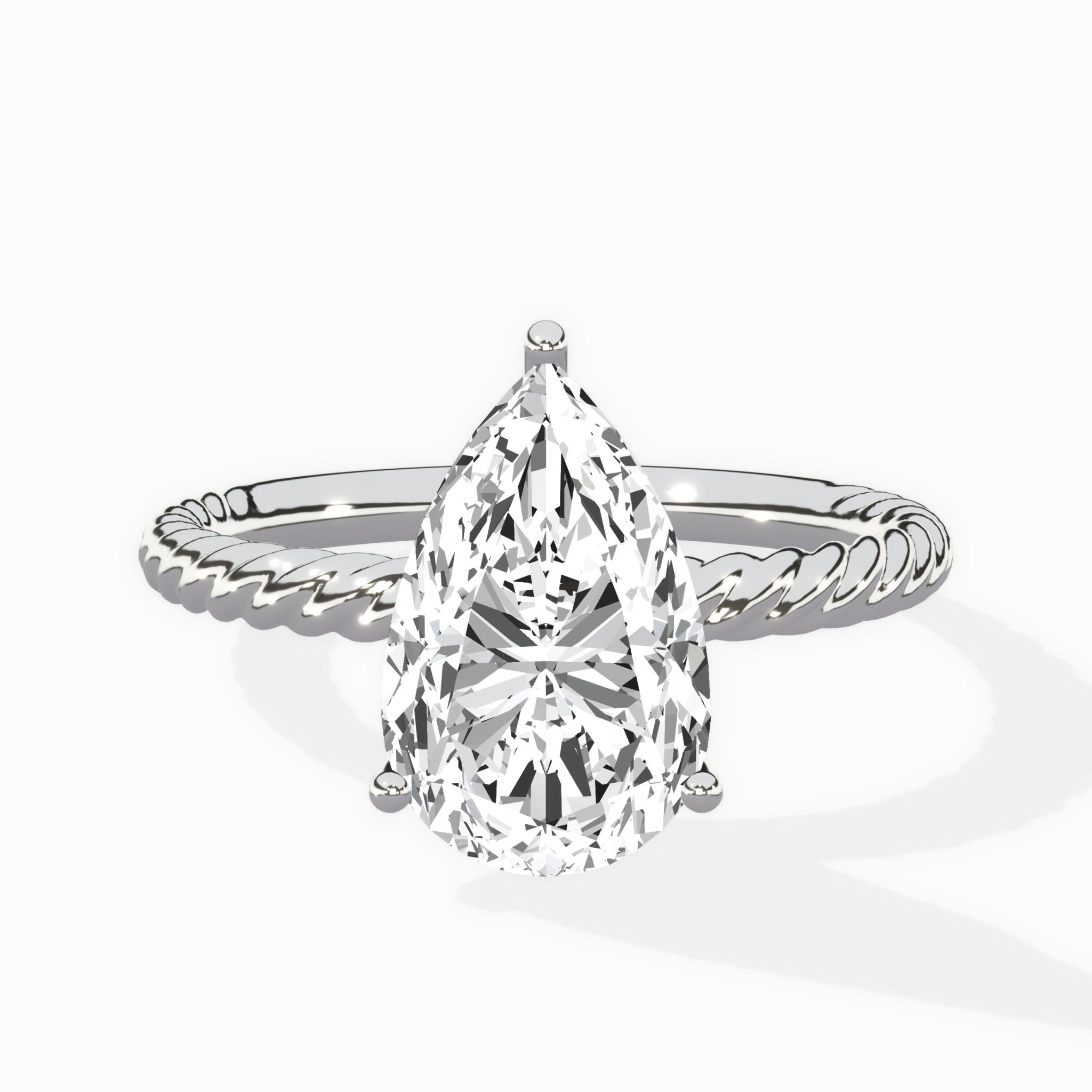 Petite Pave Band Solitaire Ring Engagement Ring - The Better Diamonds