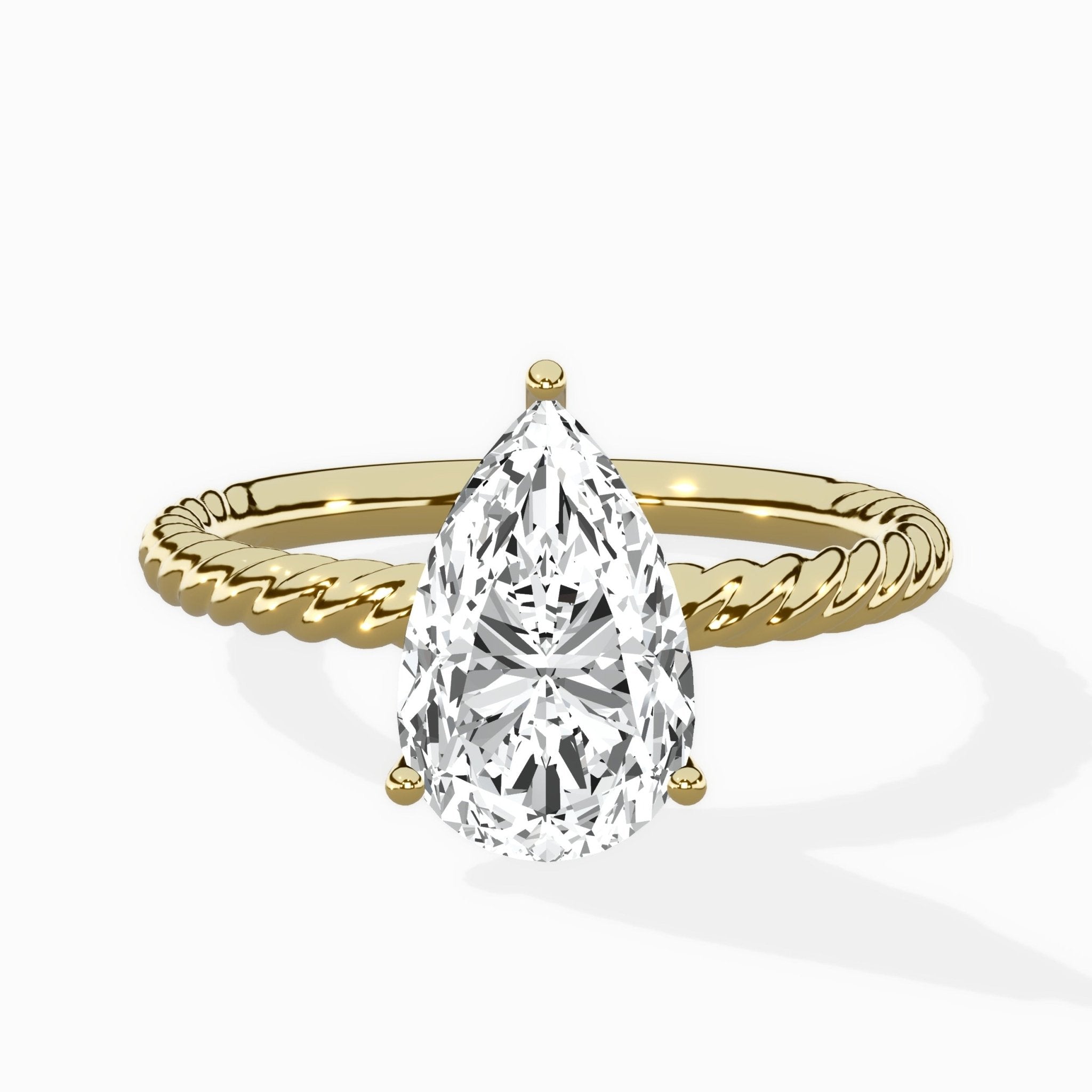 Petite Pave Band Solitaire Ring Engagement Ring - The Better Diamonds