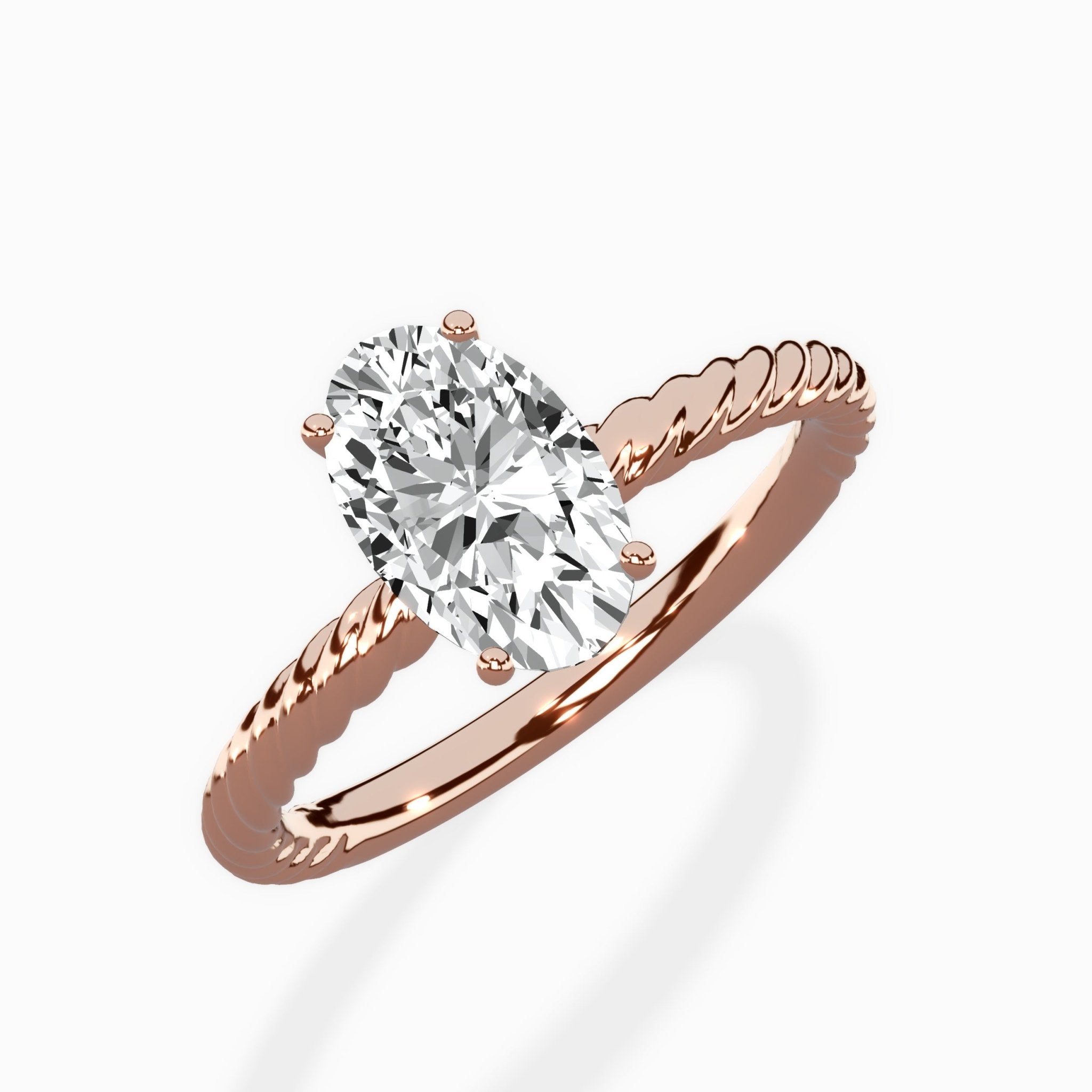 Petite Pave Band Solitaire Ring Engagement Ring - The Better Diamonds