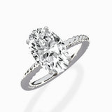 Petite Pave Band Solitaire Ring Engagement Ring - The Better Diamonds