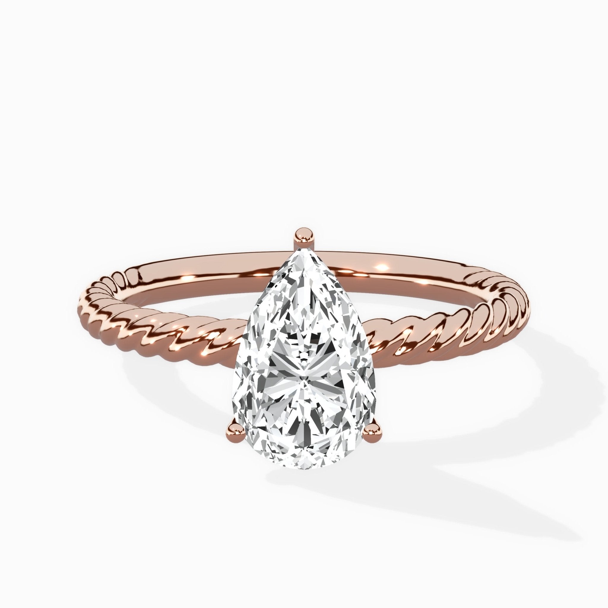 Petite Pave Band Solitaire Ring Engagement Ring - The Better Diamonds