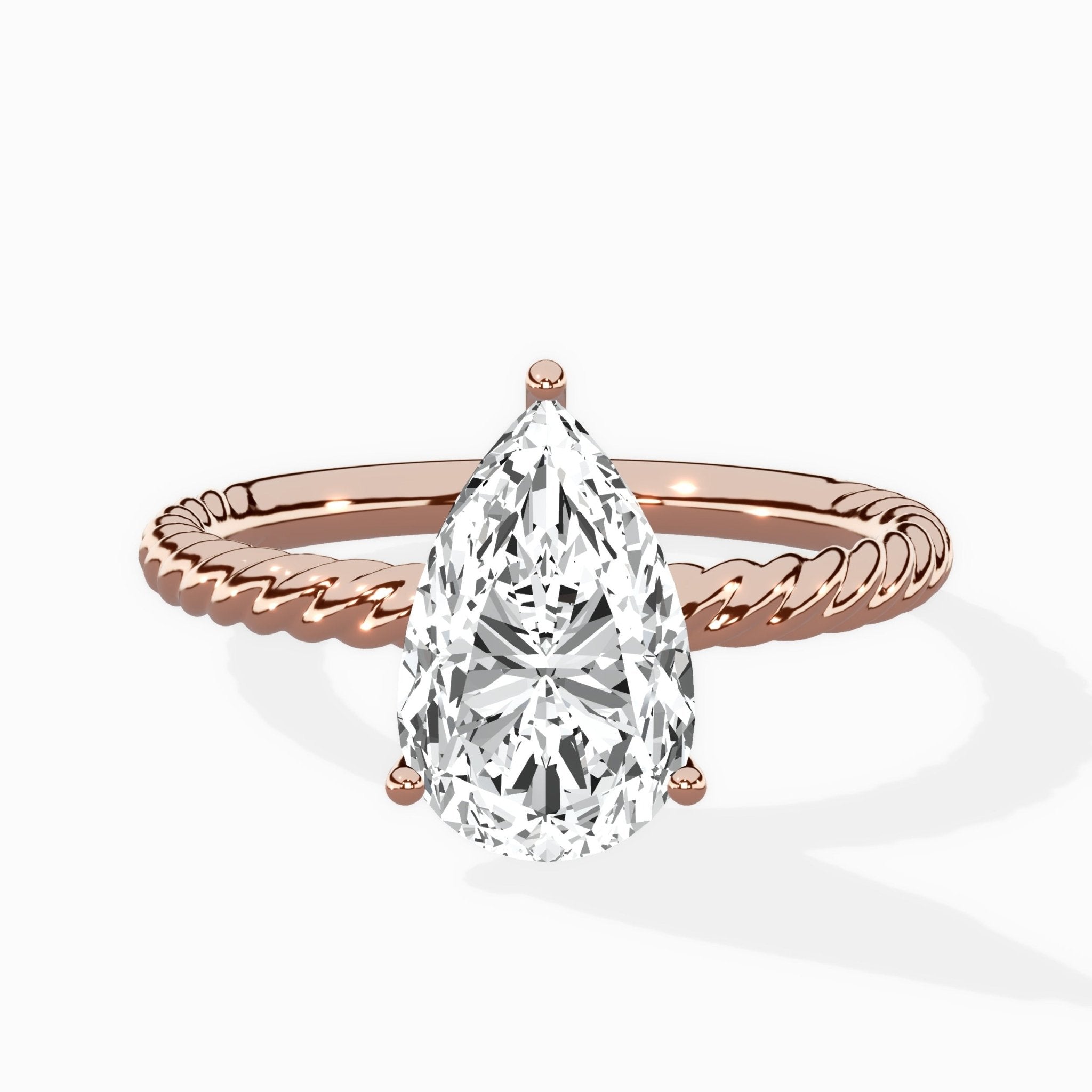 Petite Pave Band Solitaire Ring Engagement Ring - The Better Diamonds