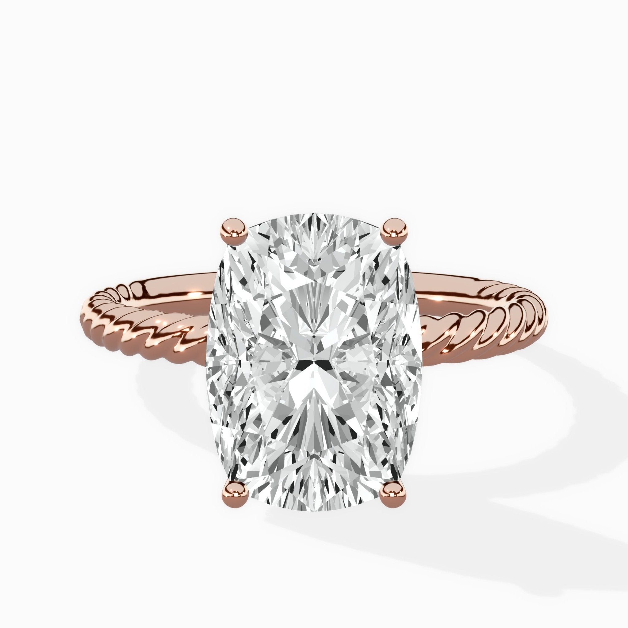 Petite Pave Band Solitaire Ring Engagement Ring - The Better Diamonds
