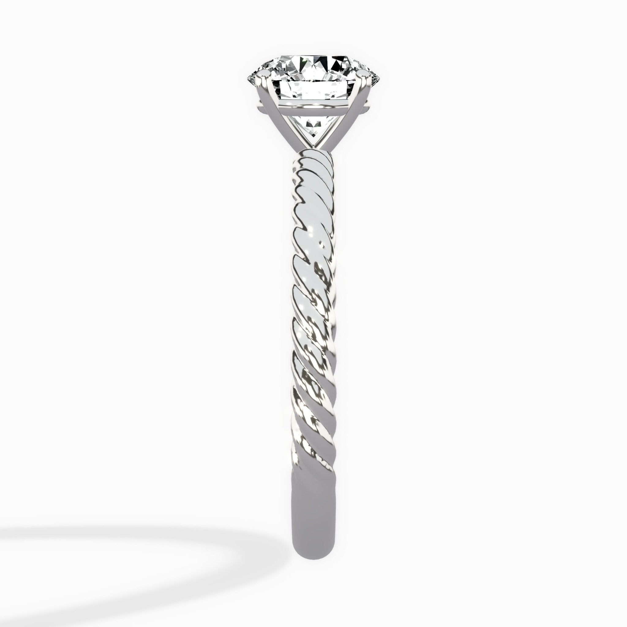 Petite Pave Band Solitaire Ring Engagement Ring - The Better Diamonds