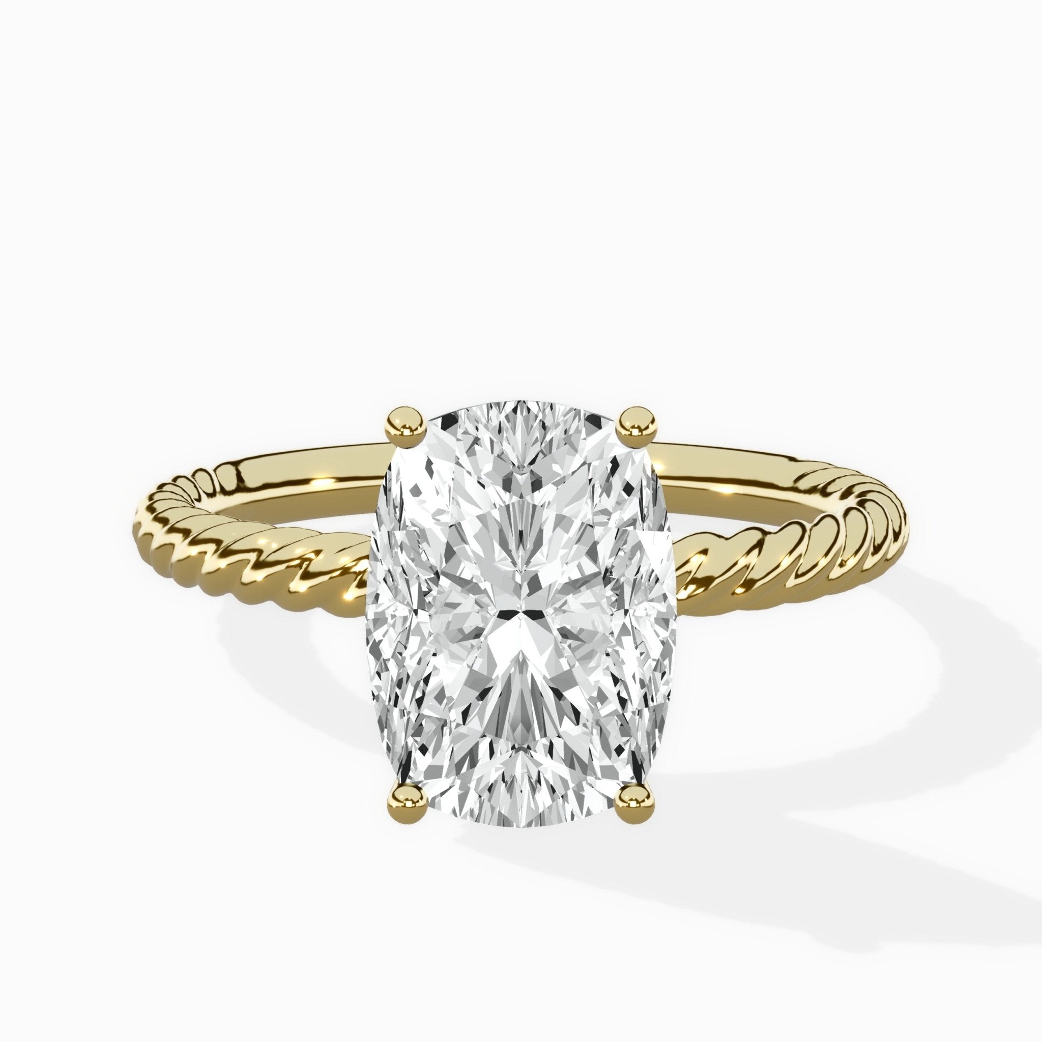 Petite Pave Band Solitaire Ring Engagement Ring - The Better Diamonds