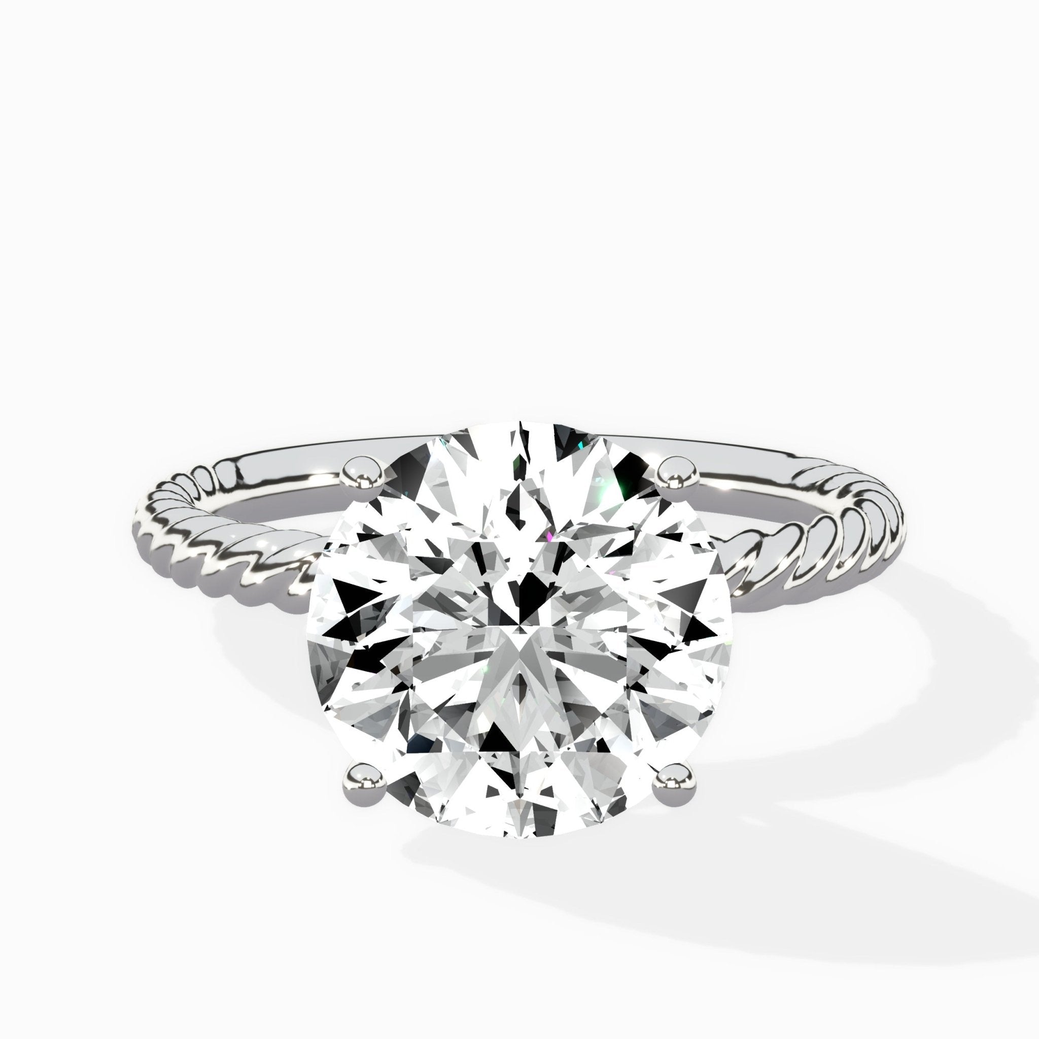 Petite Pave Band Solitaire Ring Engagement Ring - The Better Diamonds