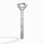 Petite Pave Band Solitaire Ring Engagement Ring - The Better Diamonds